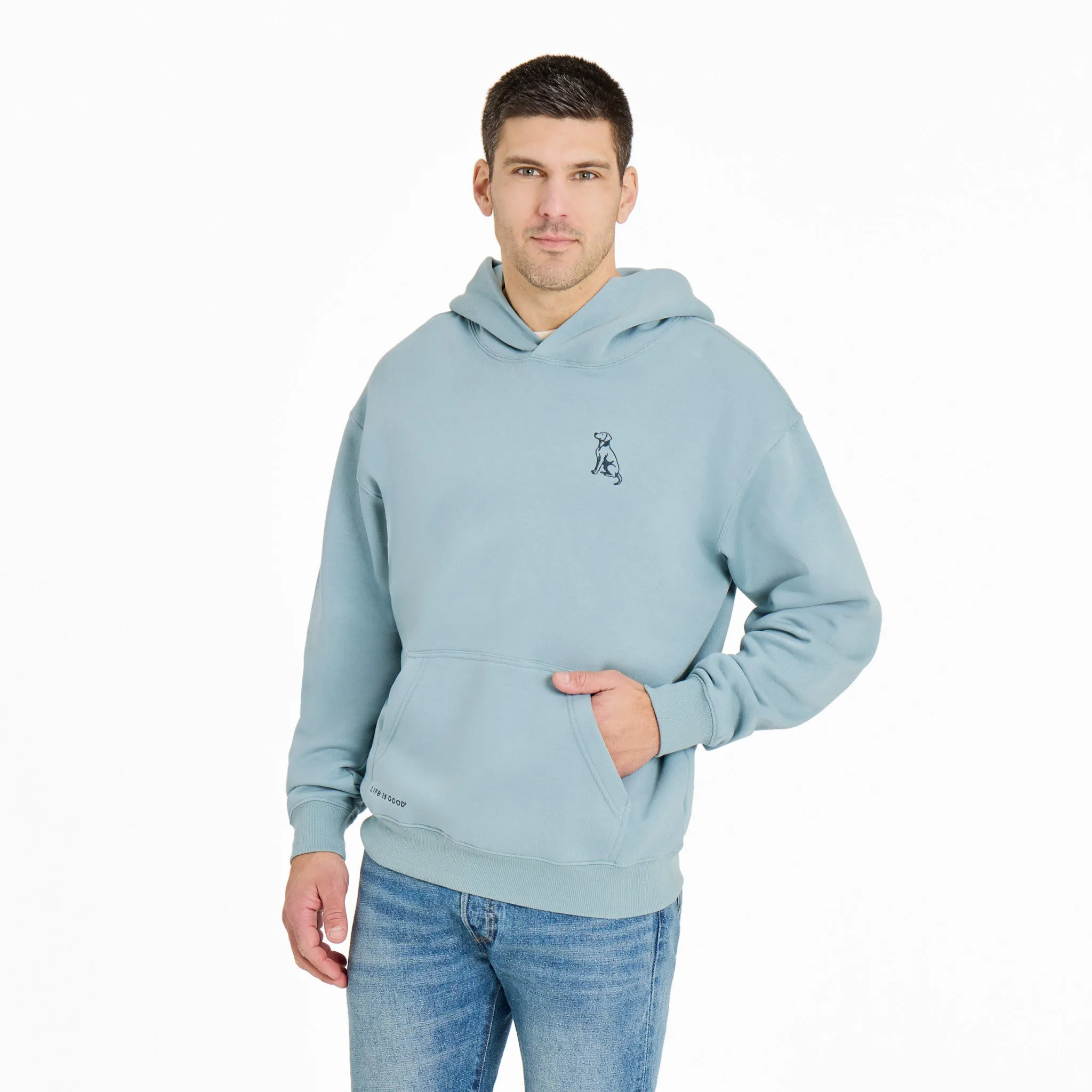 Men's Simple Dog Good Vibes Fleece Hoodie Cozy Chic Layering Piece