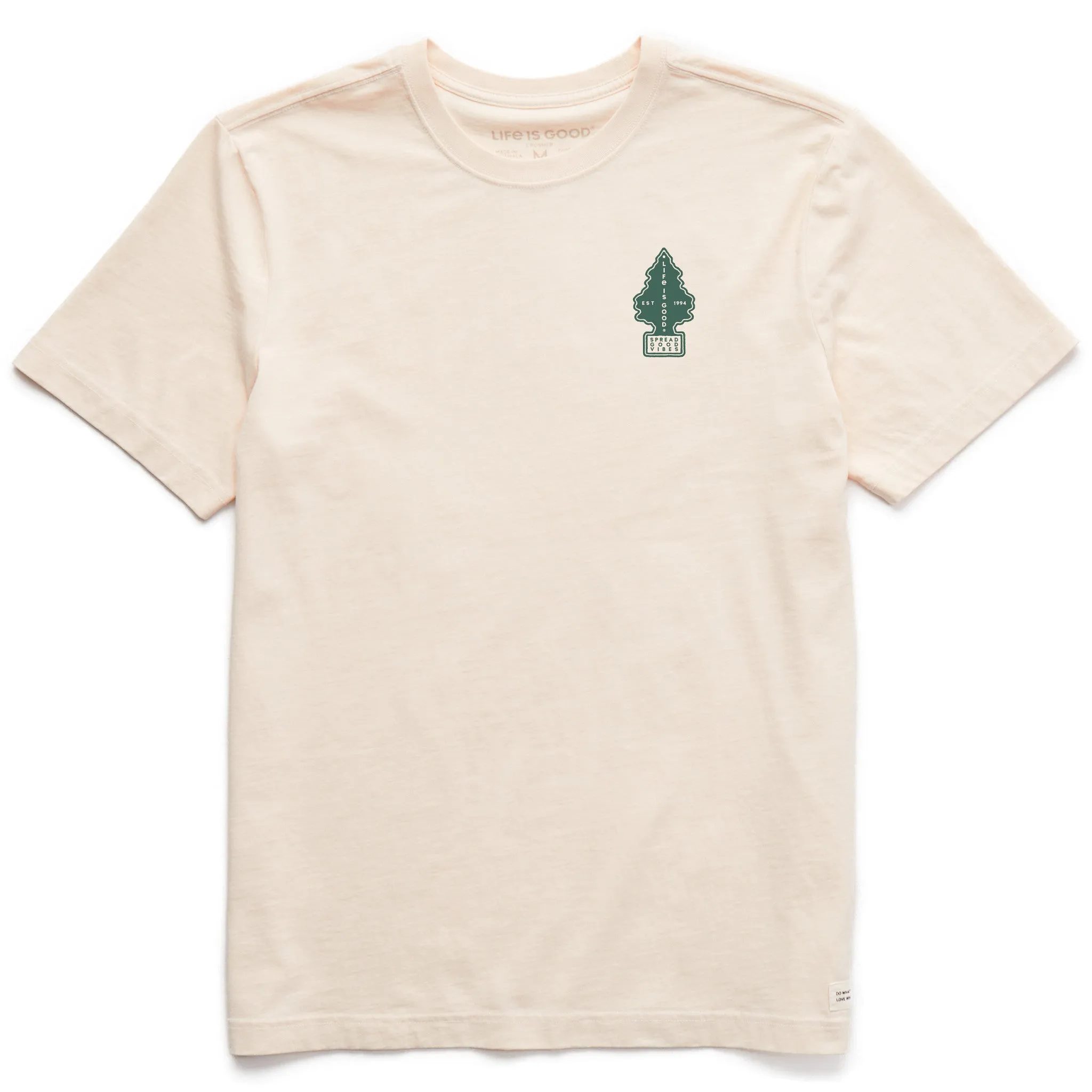 No Slip Shoulder Design Men's Spread Good Vibes Tree Short Sleeve Crusher Tee