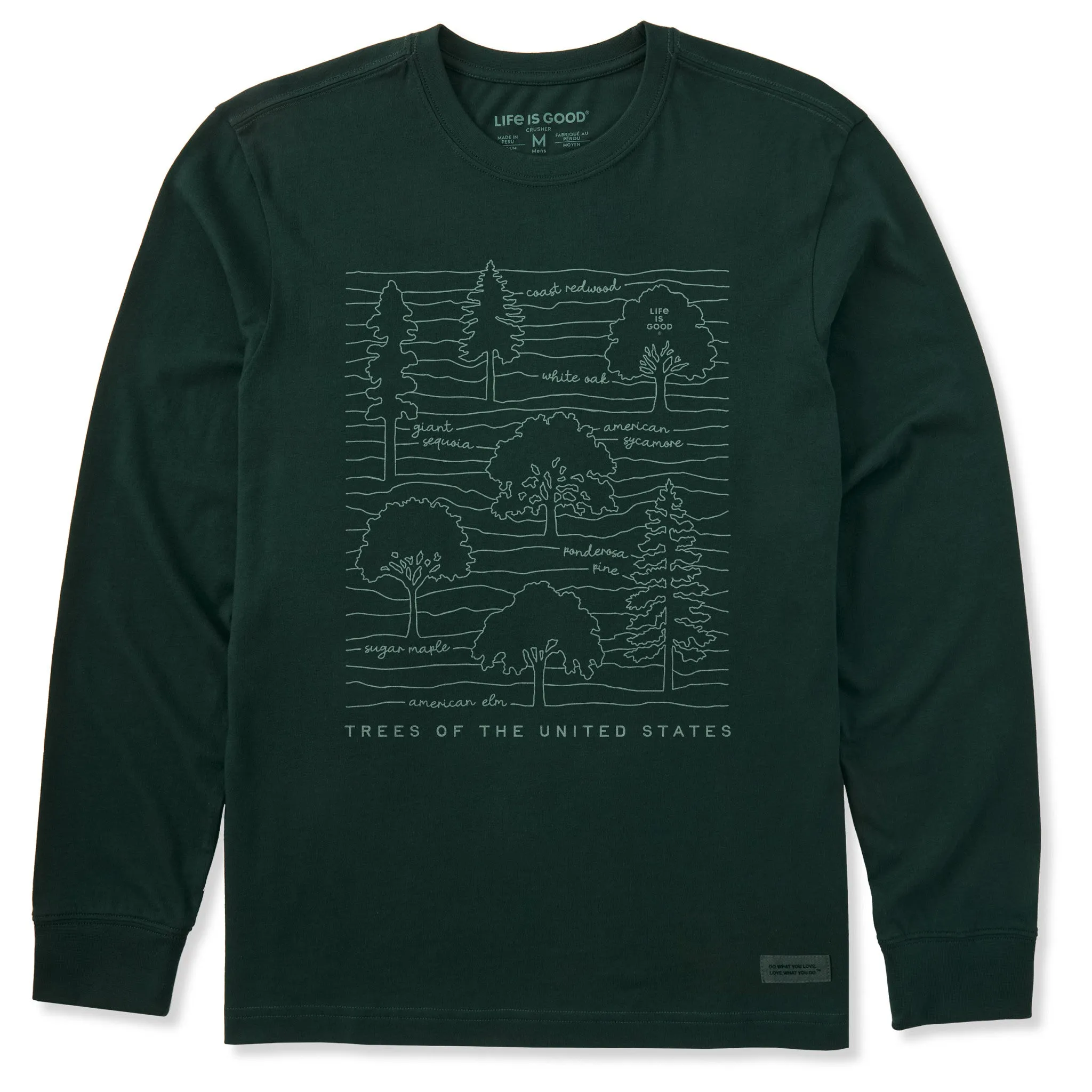 Men's Trees of the United States Long Sleeve Crusher Tee Casual All-Day