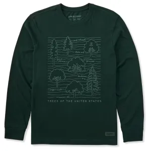 Simple Layer Everyday Style Trend Men's Trees of the United States Long Sleeve Crusher Tee