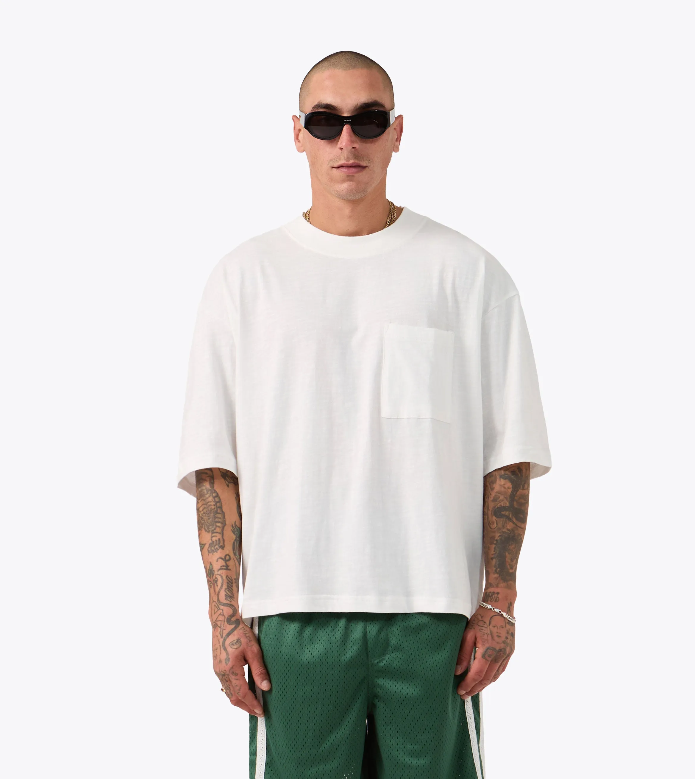 Simple Layer Cropped Slub Flow Tee Vintage White