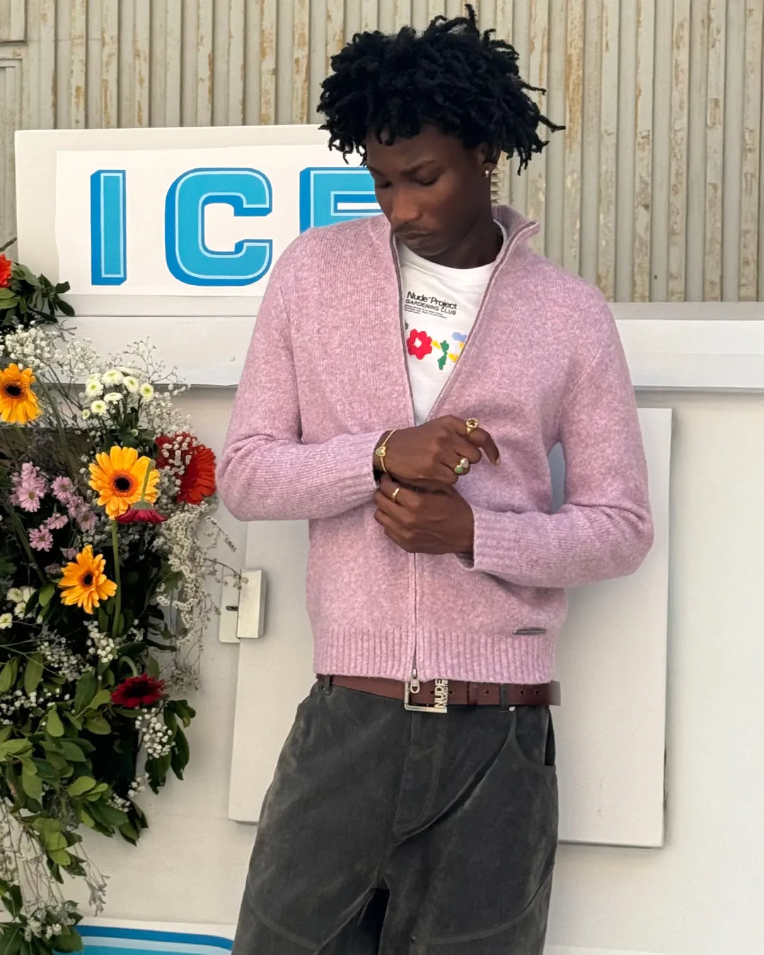 Sweet Zip-up Knit Lilac skin friendly