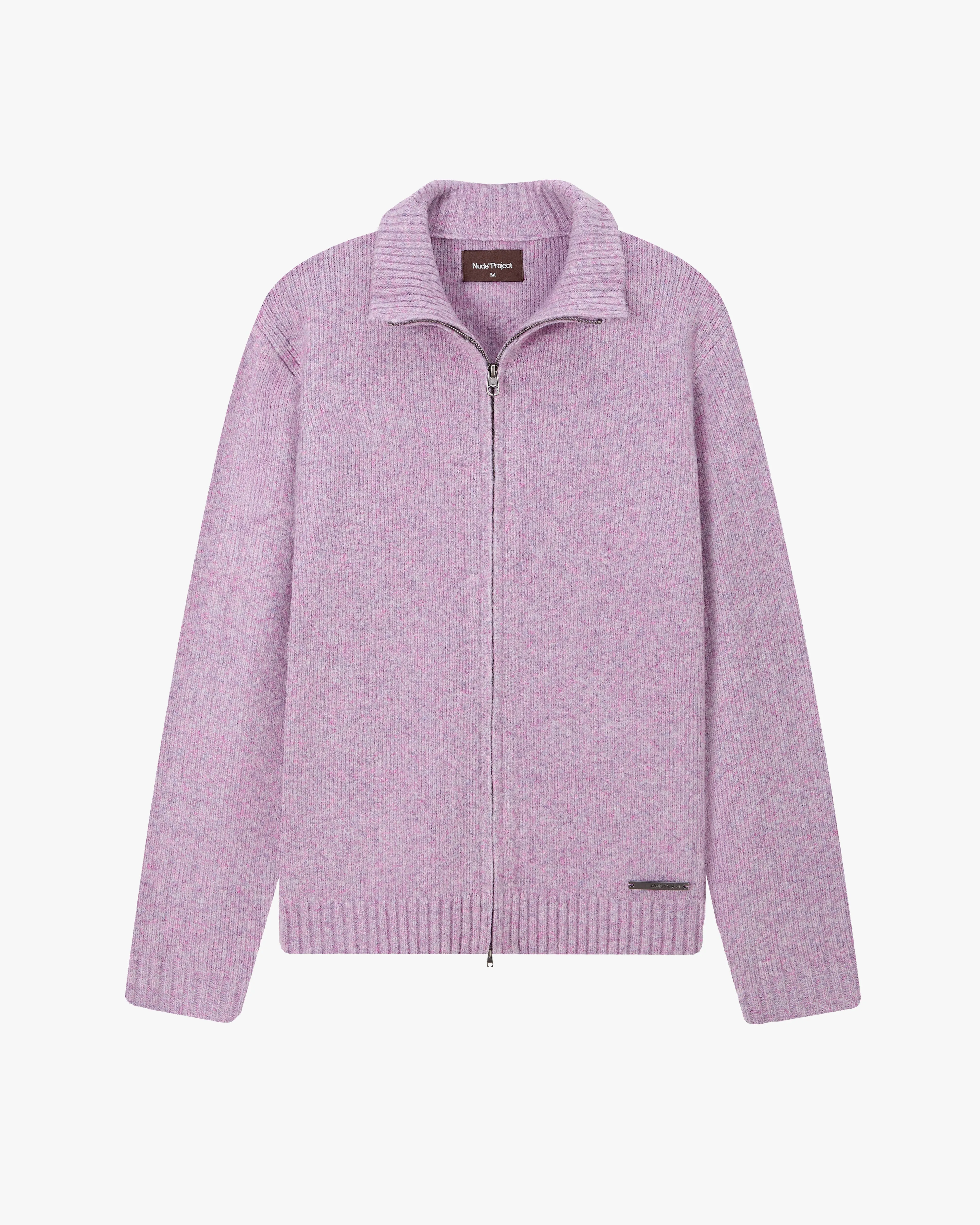 Casual Cool Sweet Zip-up Knit Lilac