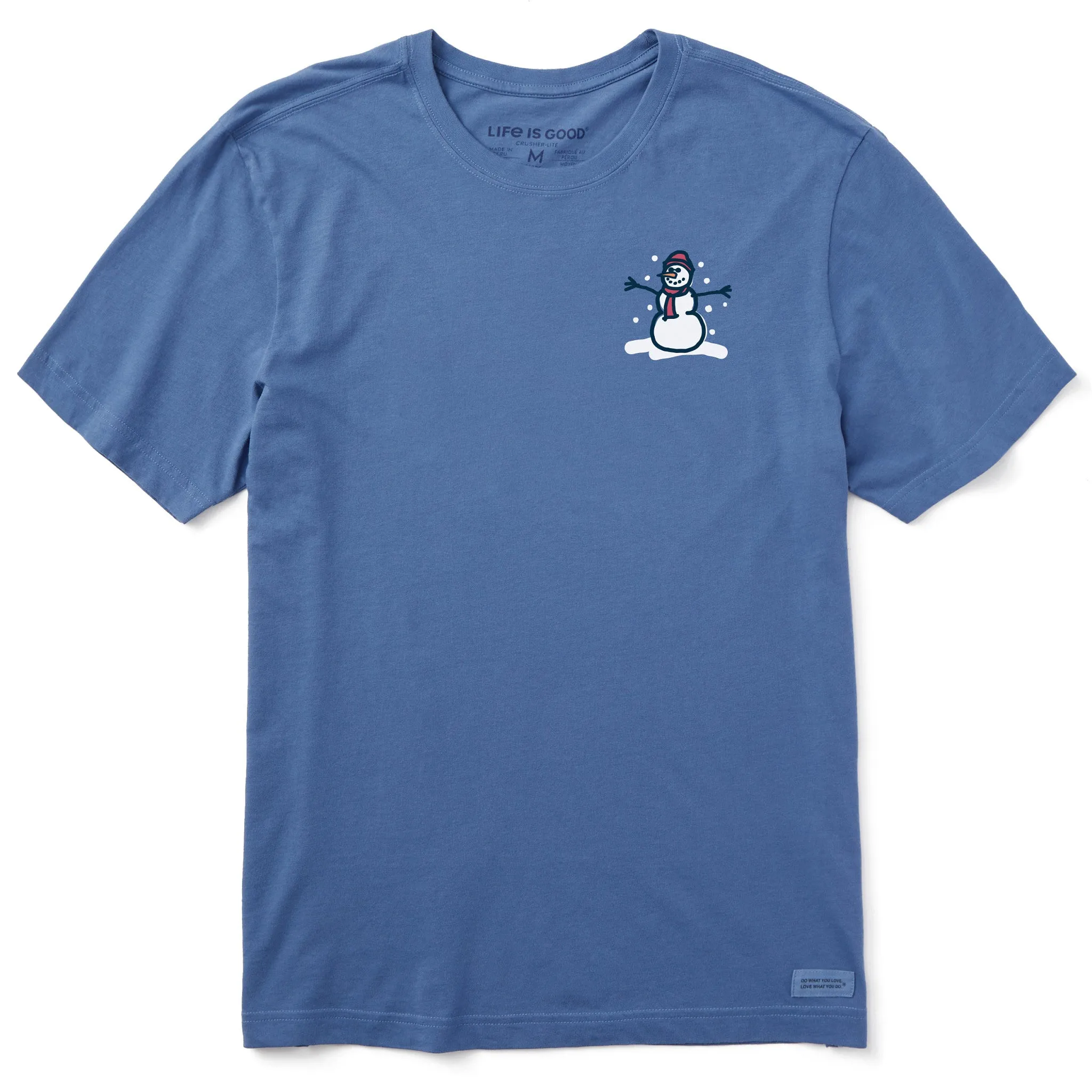 Wrinkle Resistant Texture EcoFriendly Dye Men's Tiny Little Snowman Short Sleeve Crusher Tee