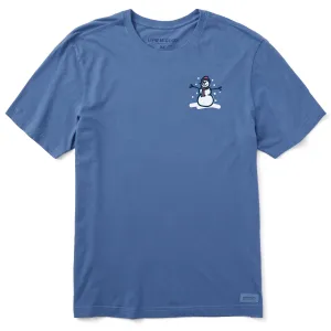 Smart Casual Stretchy Fit Men's Tiny Little Snowman Short Sleeve Crusher Tee