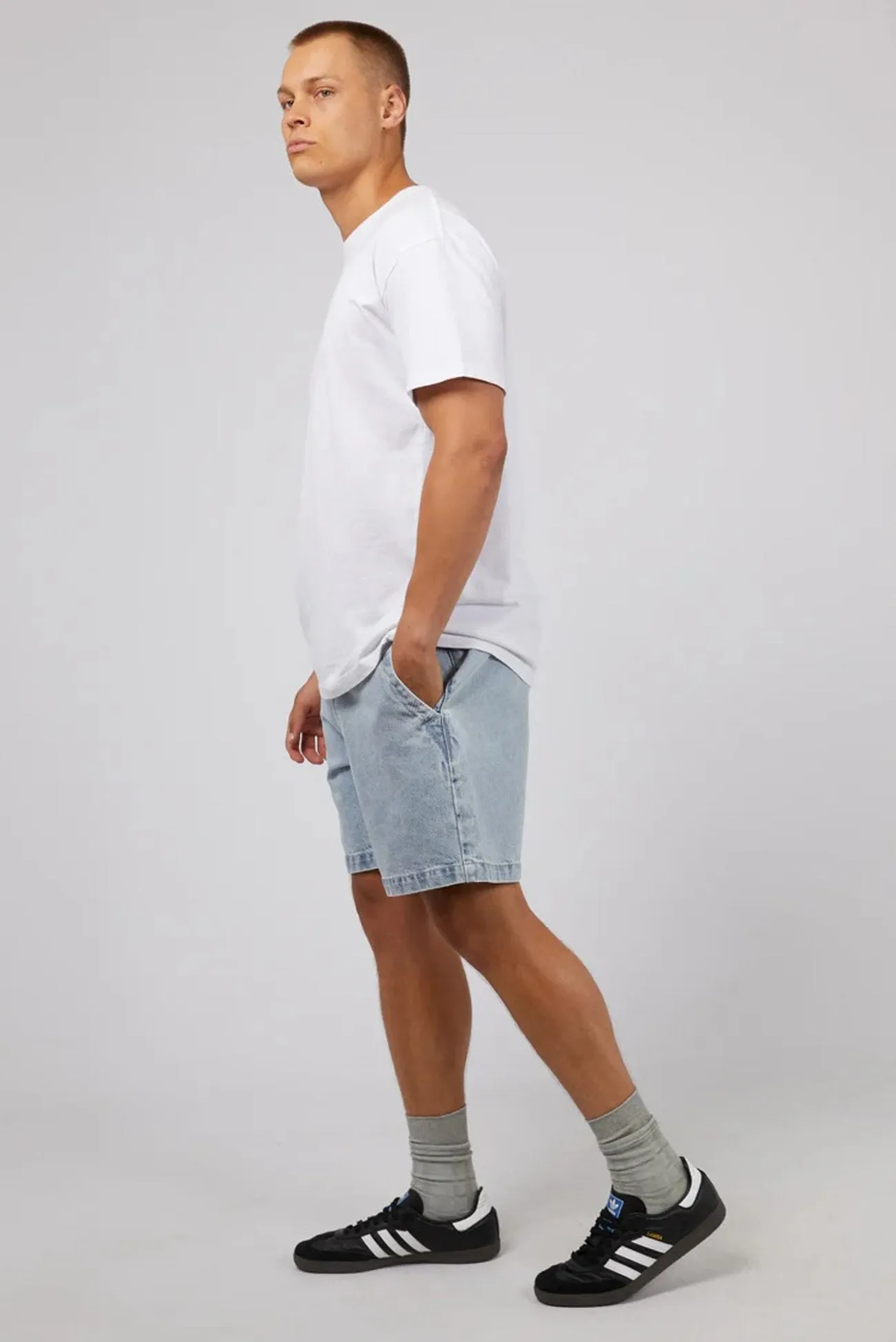 Streetwear Cozy Wear Rider Denim Short Bleach Blue