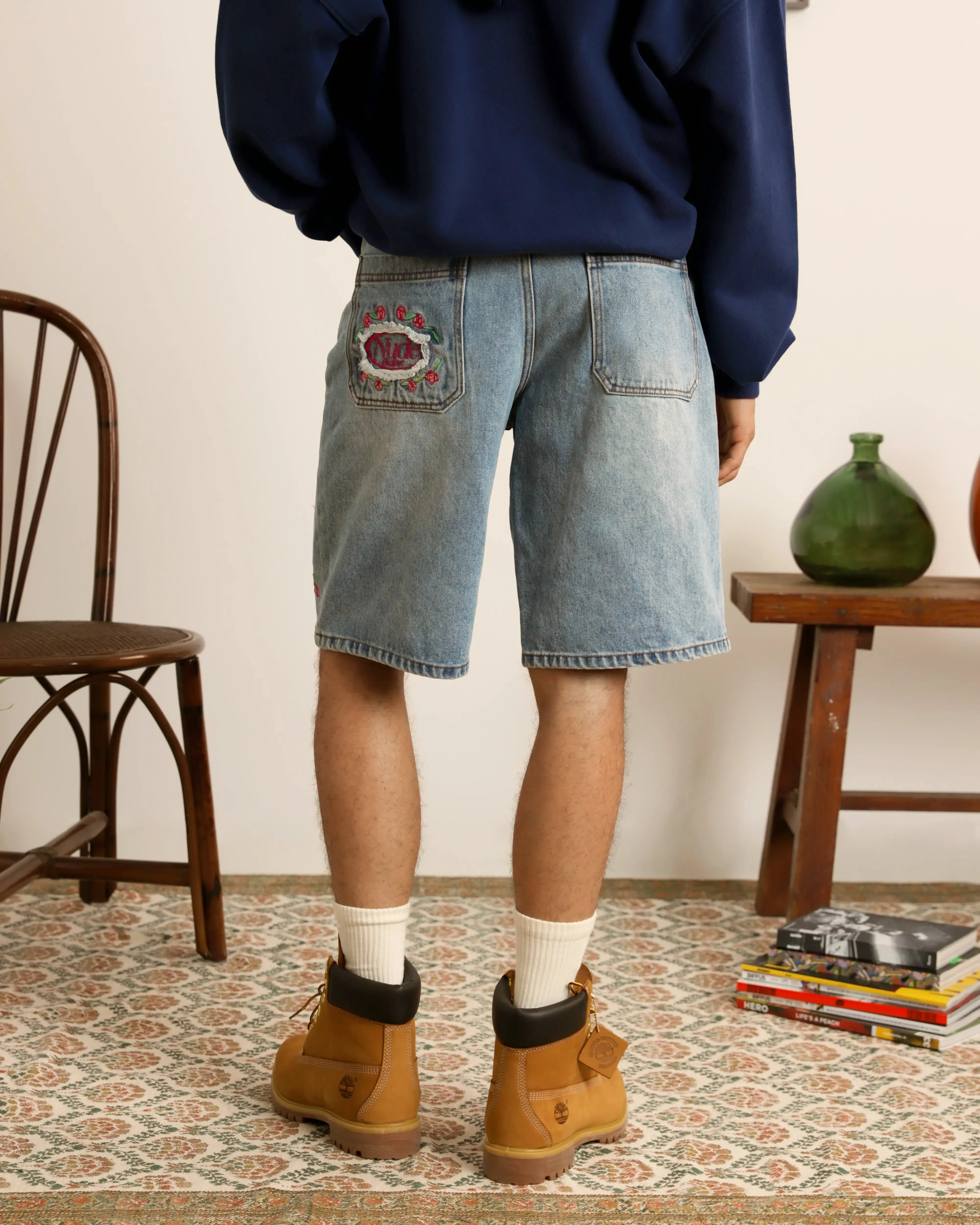 Flowers Denim Shorts Simple Attire