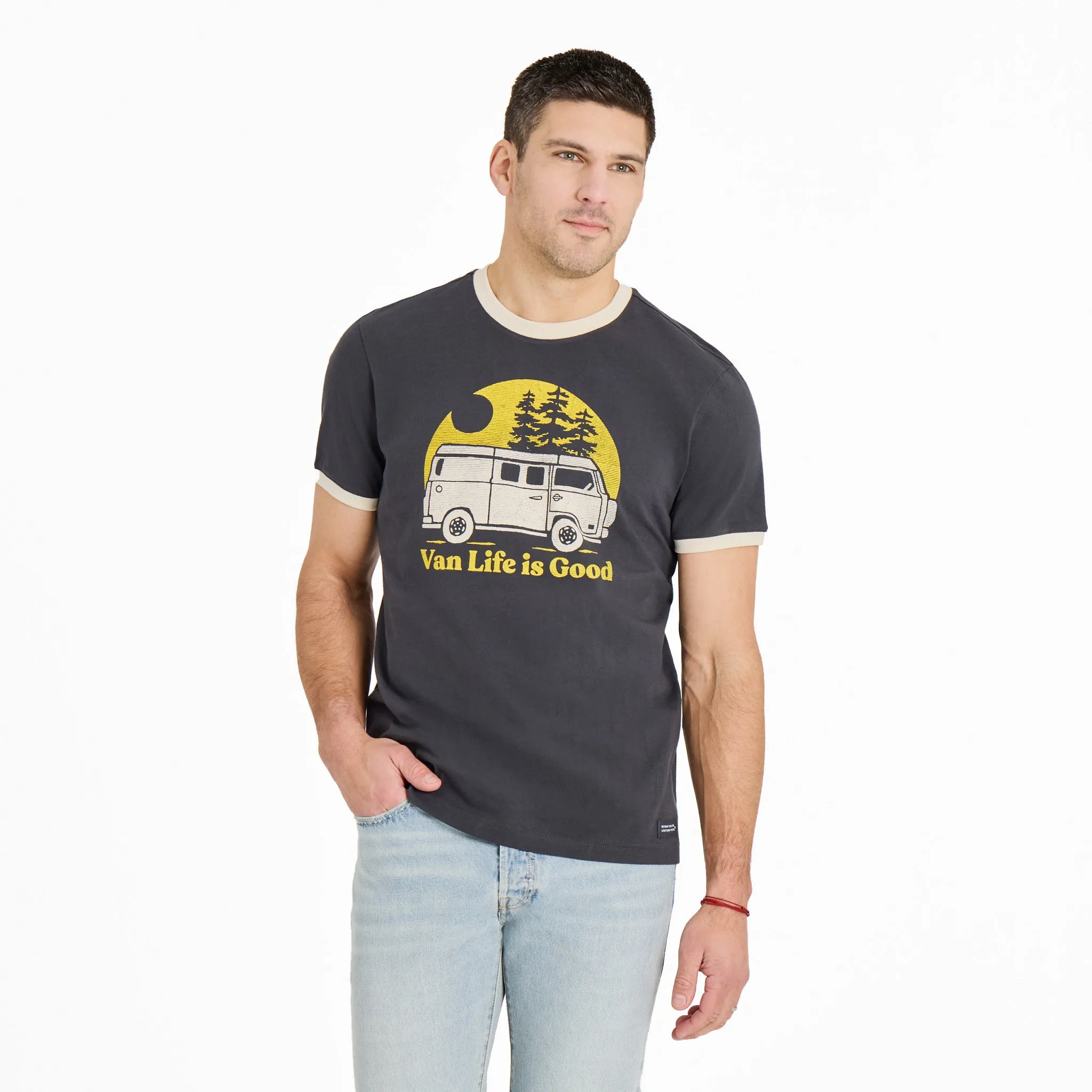 Men's Van Life is Good Classic Crusher Ringer Tee Breathable Design Wear