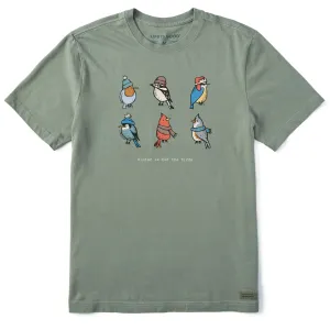 Men's Winter is for the Birds Grid Short Sleeve Crusher Tee Best Seller TexturedWeavePattern