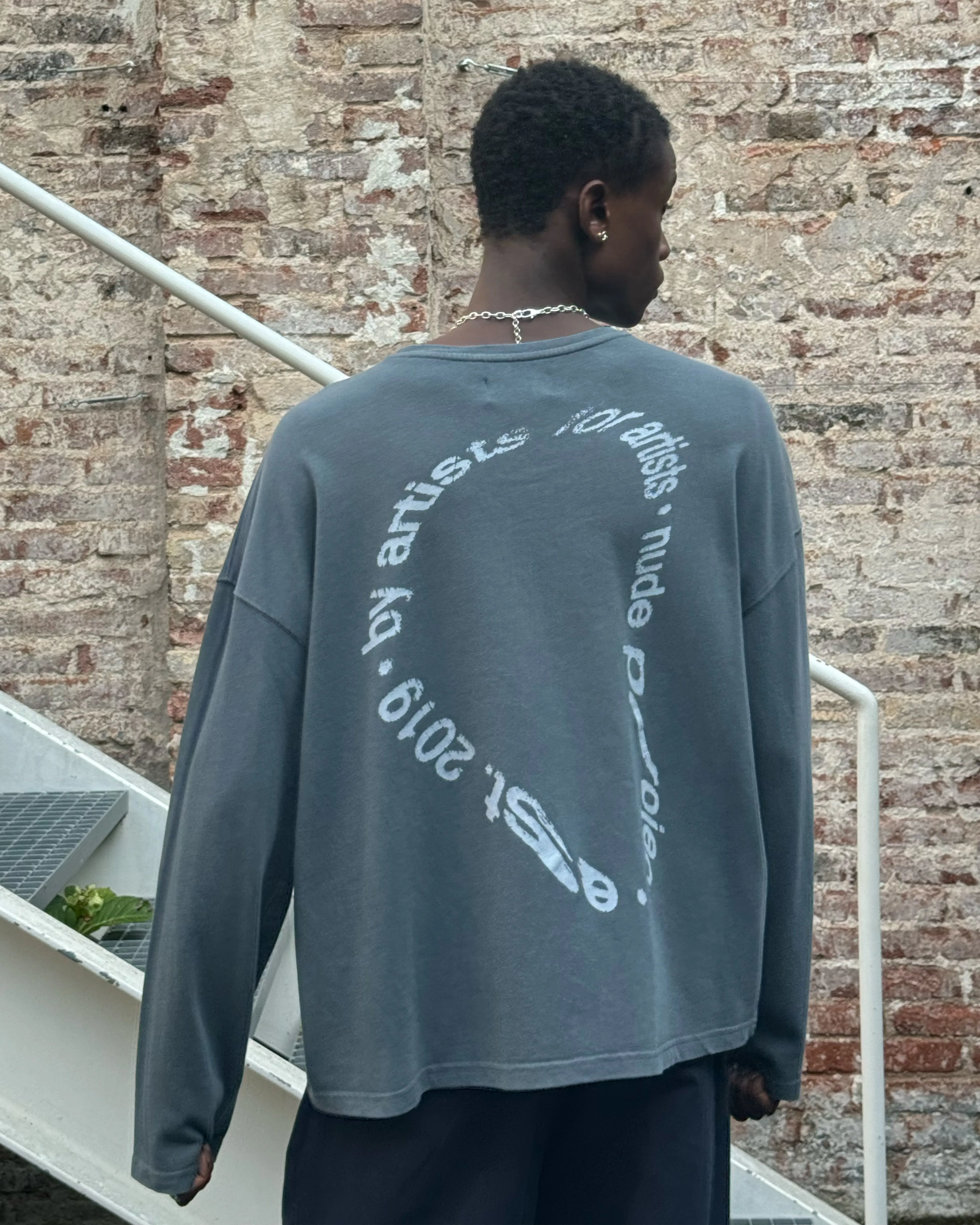 Gallery Long-Sleeve Tee Ash Multi Panel Design