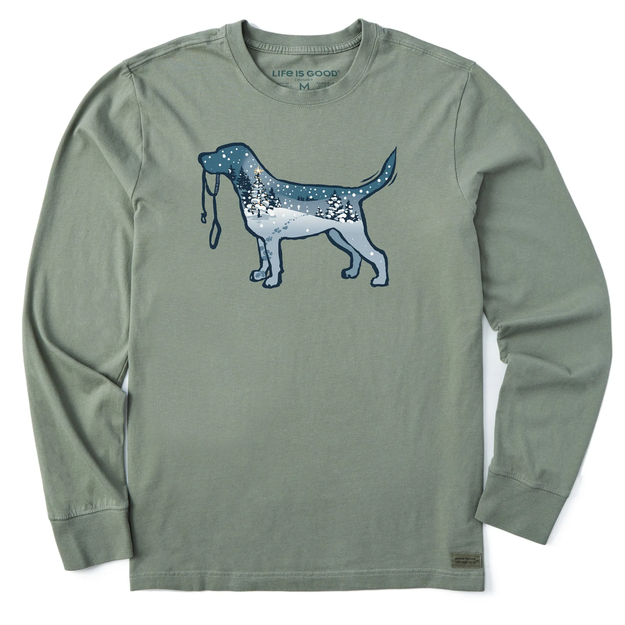 Men's Snowscape Dog Long Sleeve Crusher Tee Quick Fit Design Fit For Movement