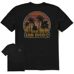 Men's San Diego Retro Palms Short Sleeve Crusher Tee Comfy Casual Wear