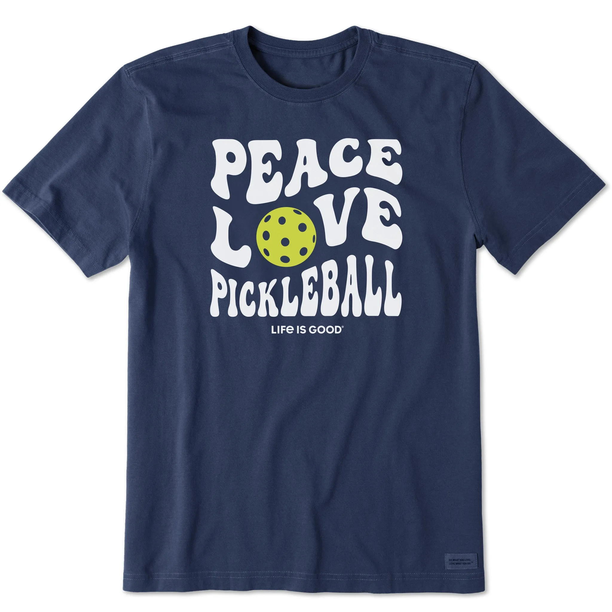 Comfort Stretch Fit Men's Groovy Peace Love Pickleball Short Sleeve Tee