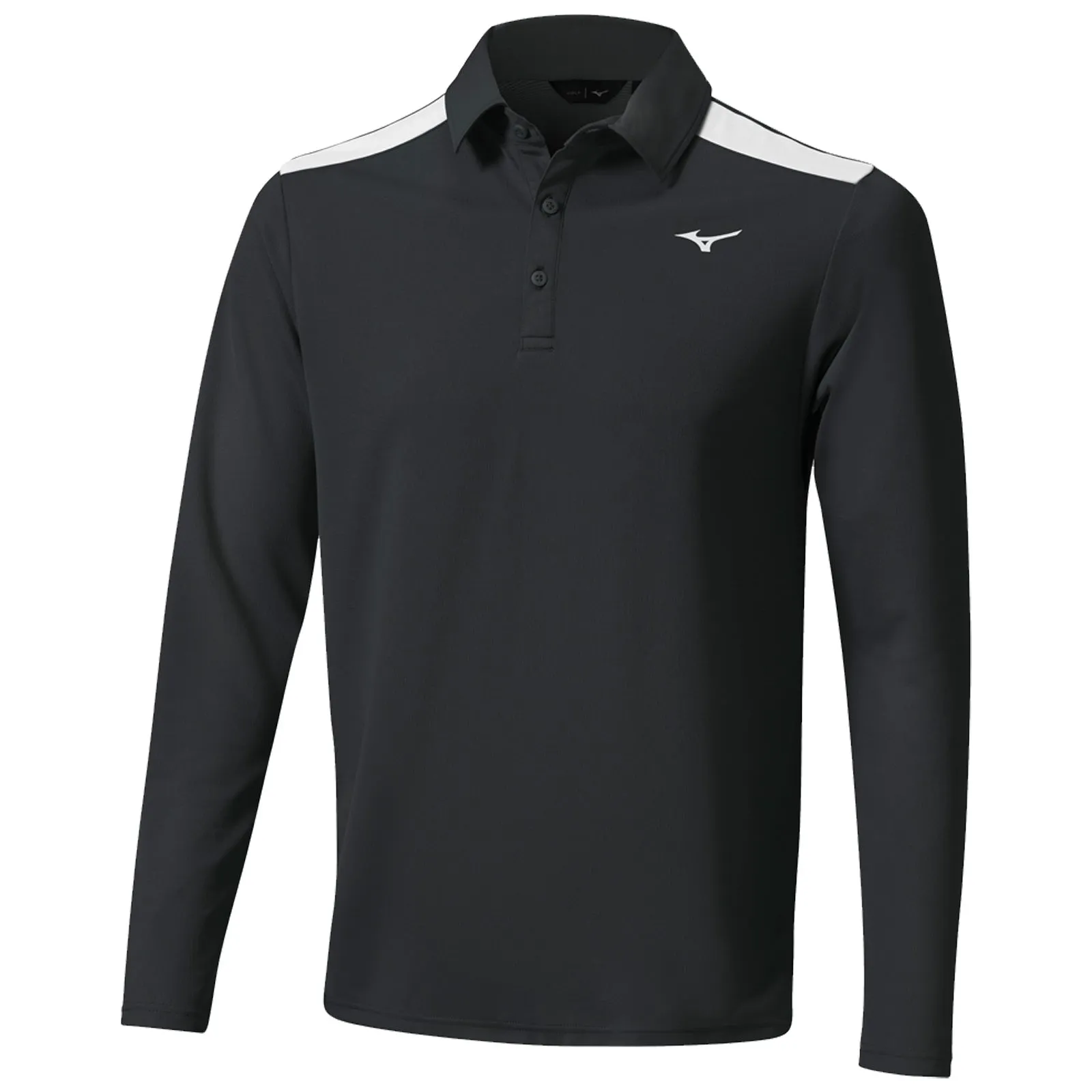 Mizuno Mens Winter Elite Long Sleeve Polo Shirt Solid Color Easy Wear