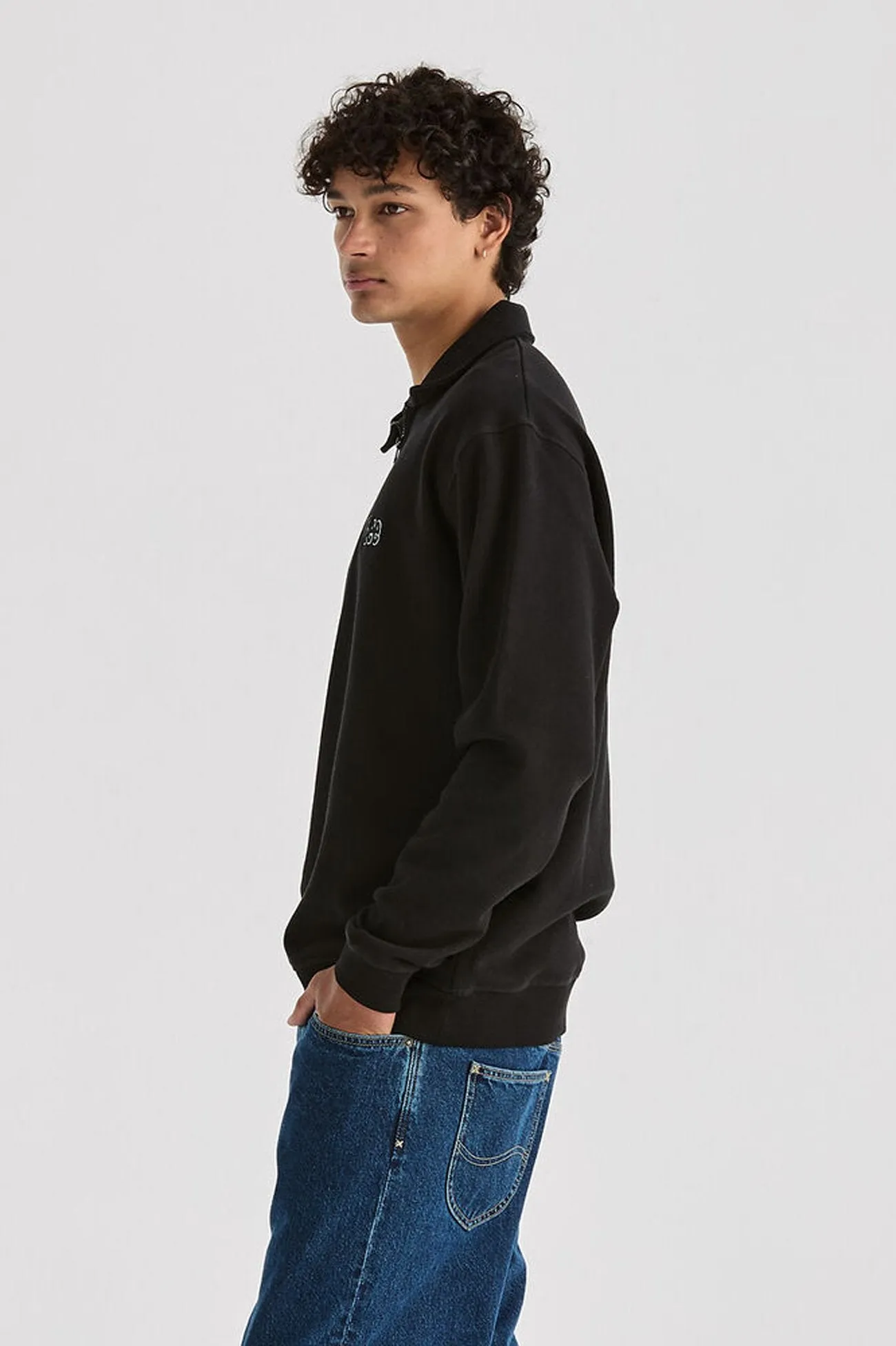 Collar Fleece Sweat Black Light Layer