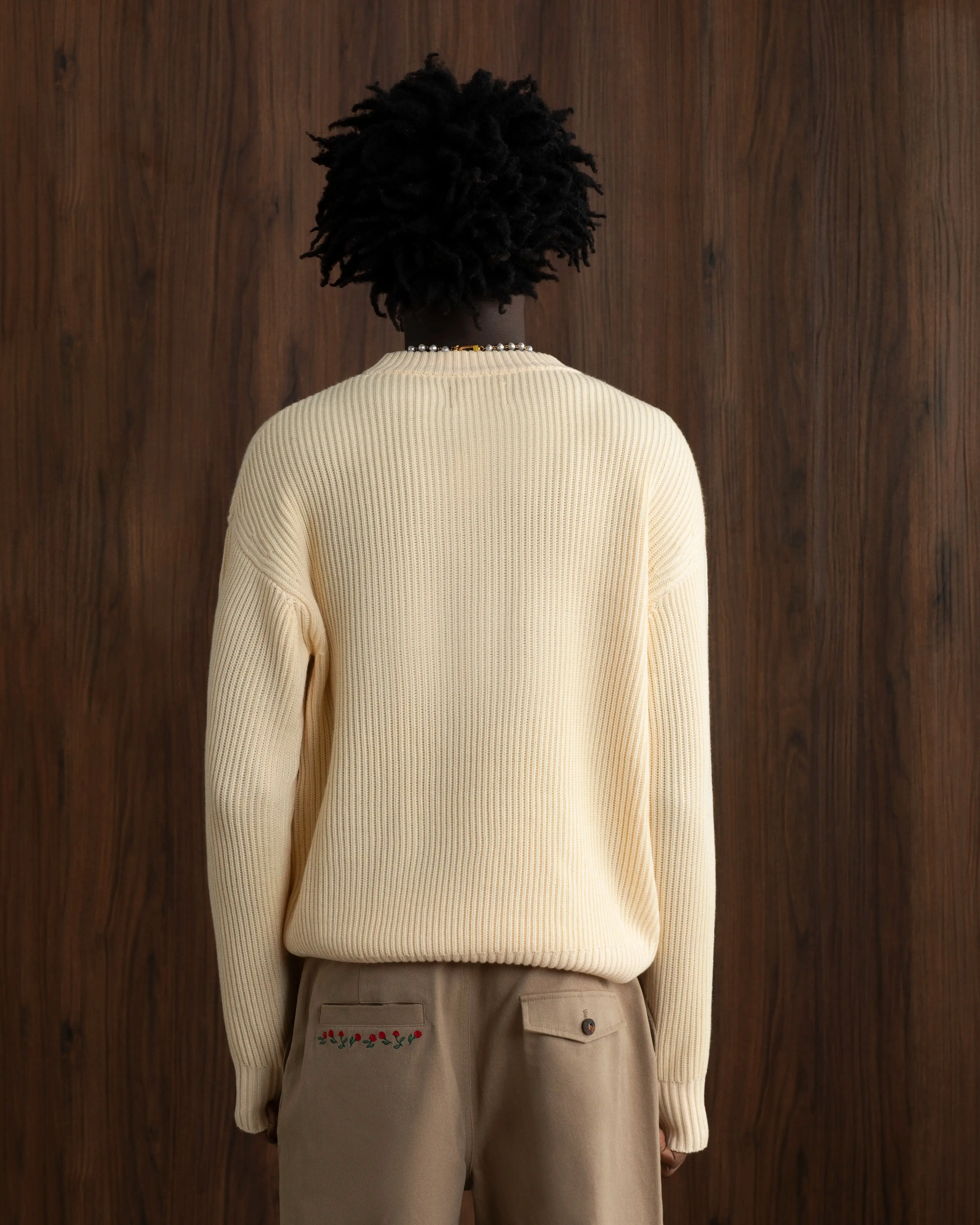 Polished Feel Wavy Knit Sweater Off-White