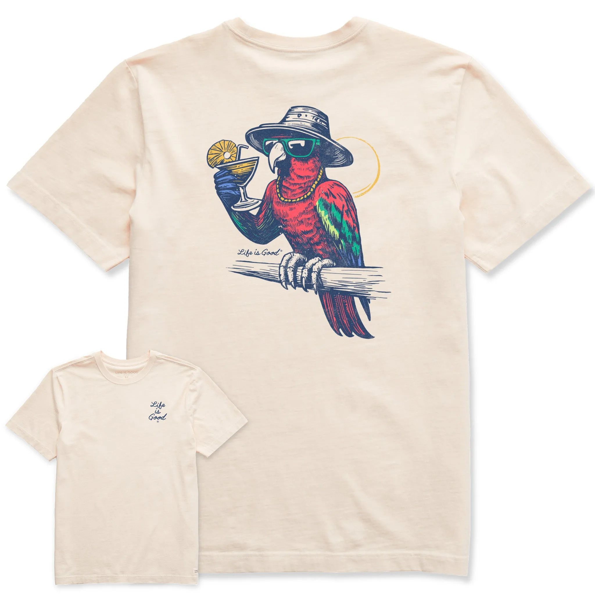 Men's Good Vibes Parrot Short Sleeve Crusher Tee Popular