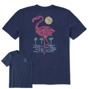 Men's Woodblock Flamingo Short Sleeve Tee Thermal Regulating Layer Relaxed fit style