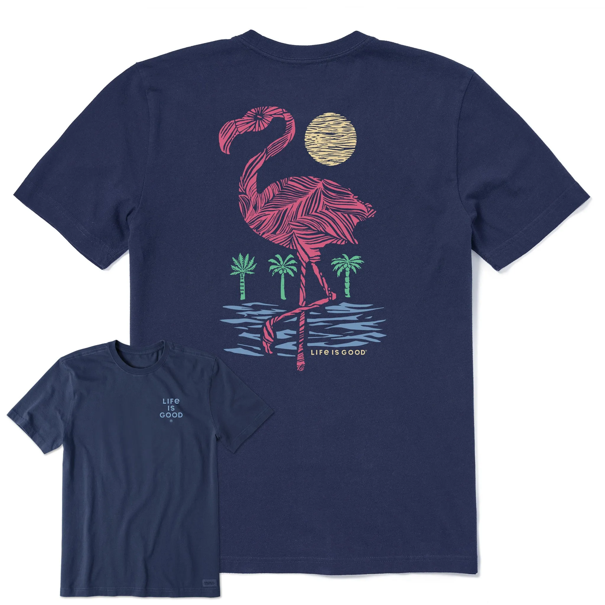 Men's Woodblock Flamingo Short Sleeve Tee High Density Knit
