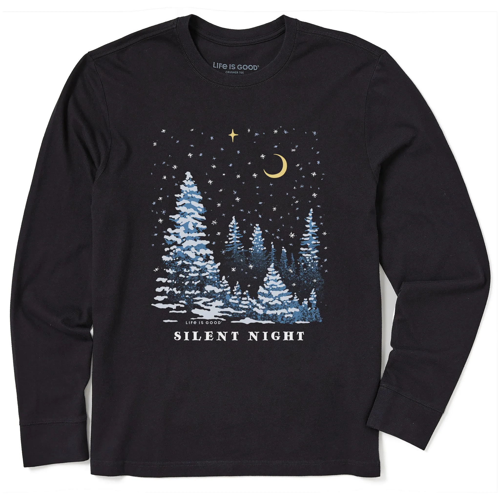 Seasonal Wear Men's Silent Snowy Night Long Sleeve Crusher Tee
