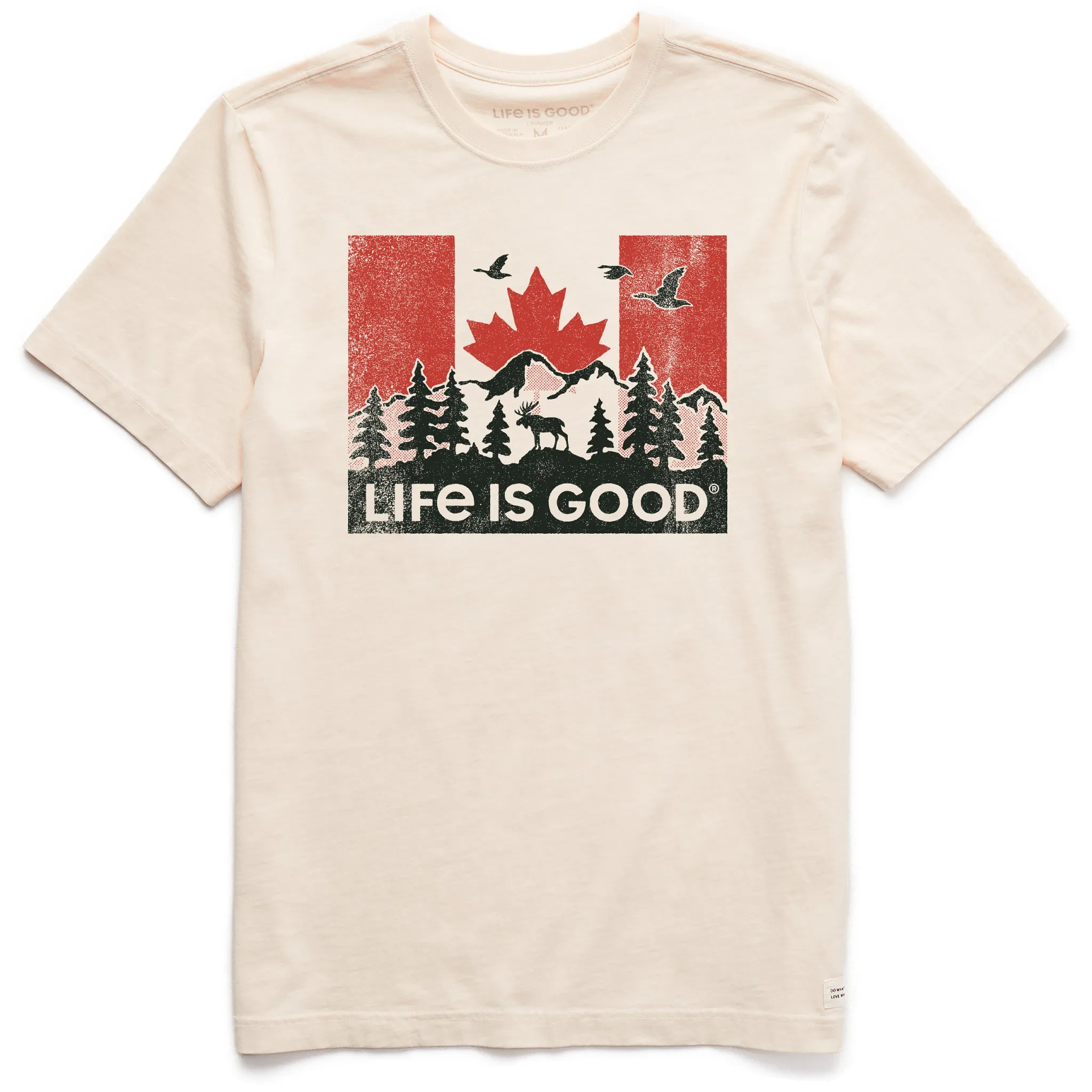 Soft Waistband Chill Comfort Look Men's Scenic Canadian Flag Short Sleeve Crusher Tee