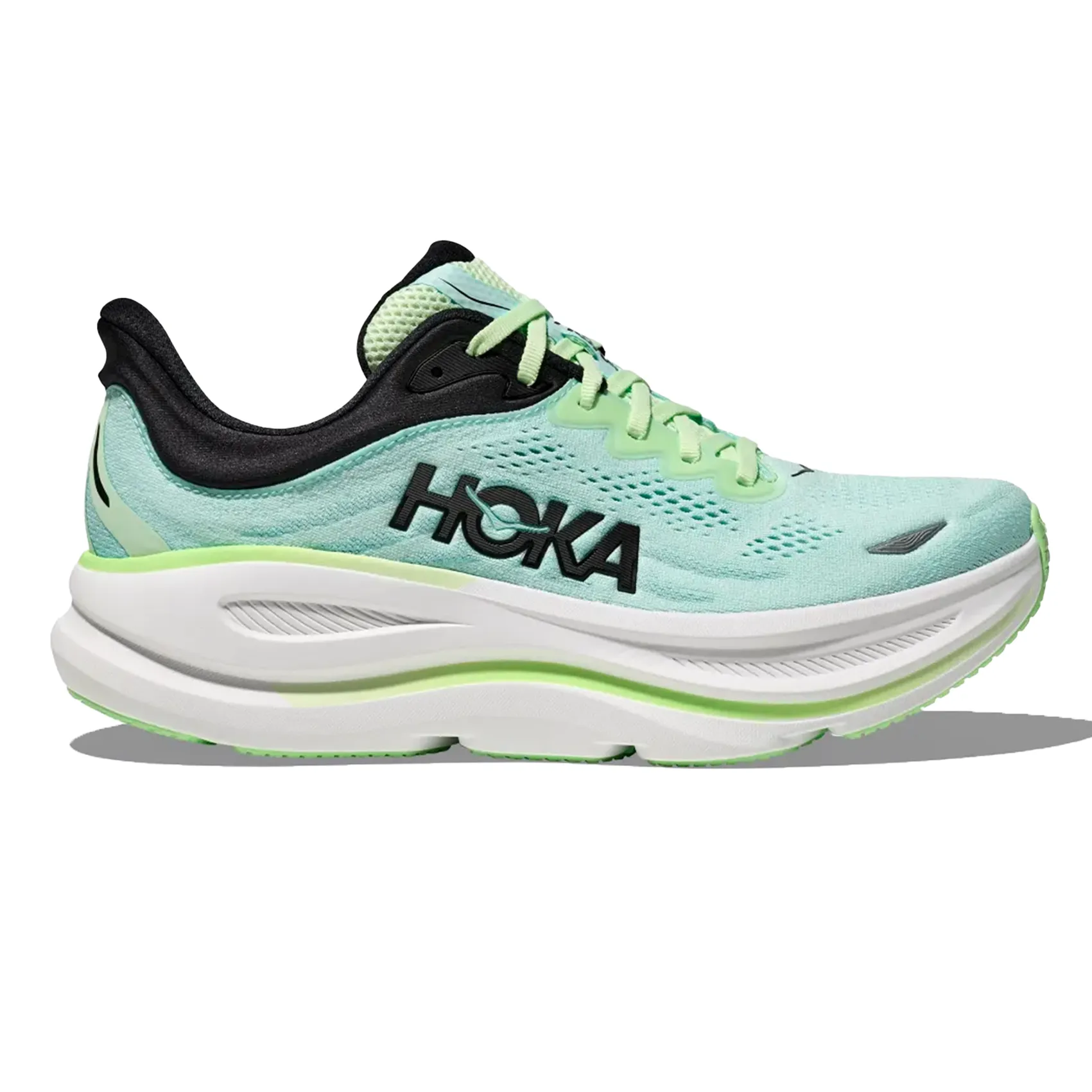 Mens HOKA Bondi 9 running with a durable outsole