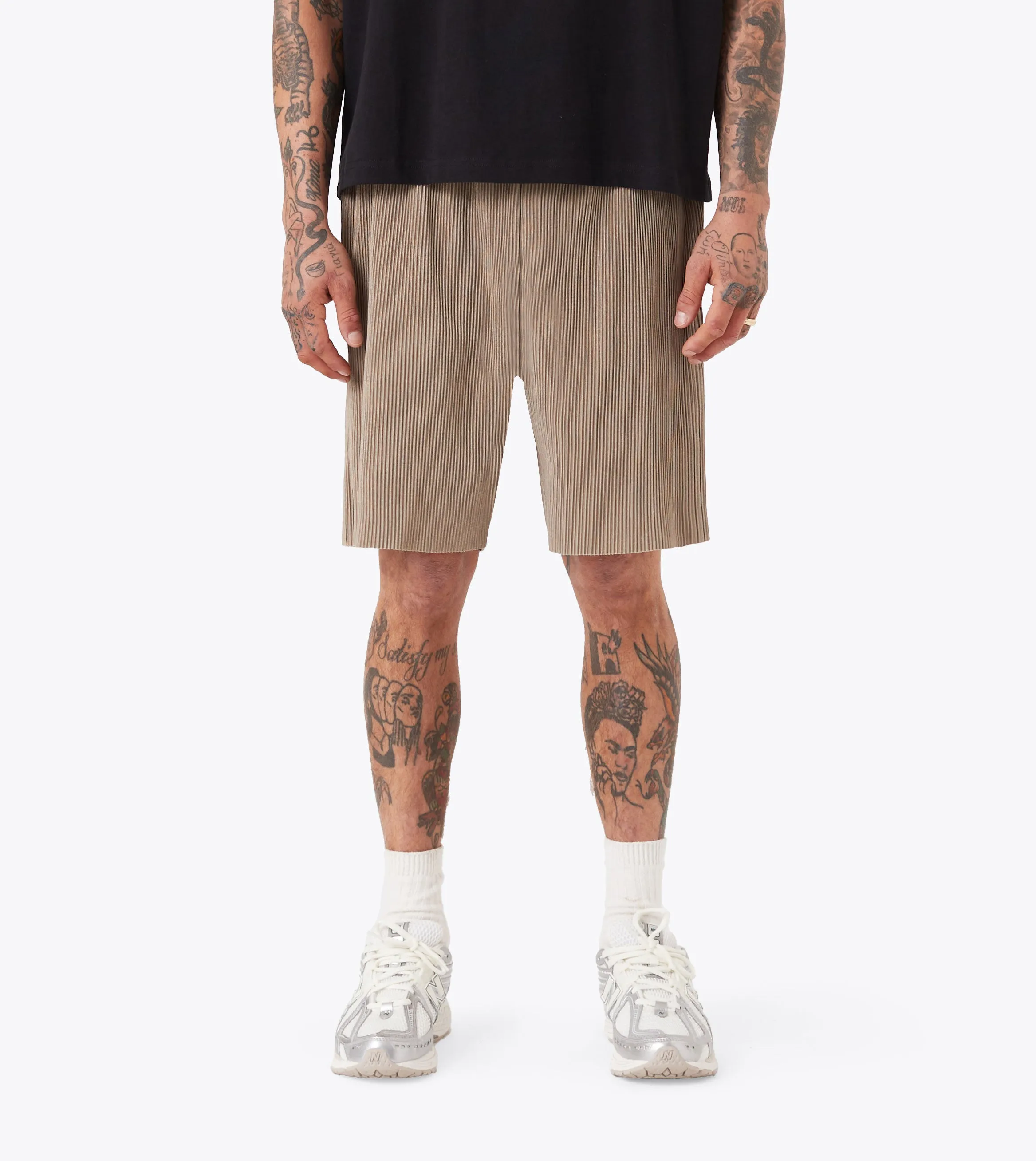 Bohemian style Pleated Short Khaki