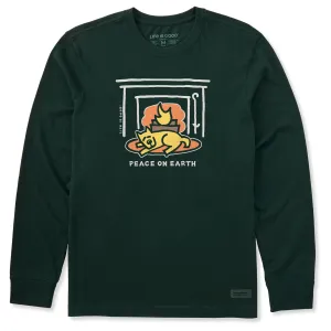 Men's Rocket Fireplace Peace Long Sleeve Crusher Tee Beaded details Pocket Detailing