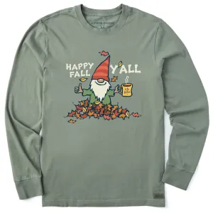 Simple and Comfortable Cozy Fit Wear Men's Happy Fall Gnome Long Sleeve Crusher Tee