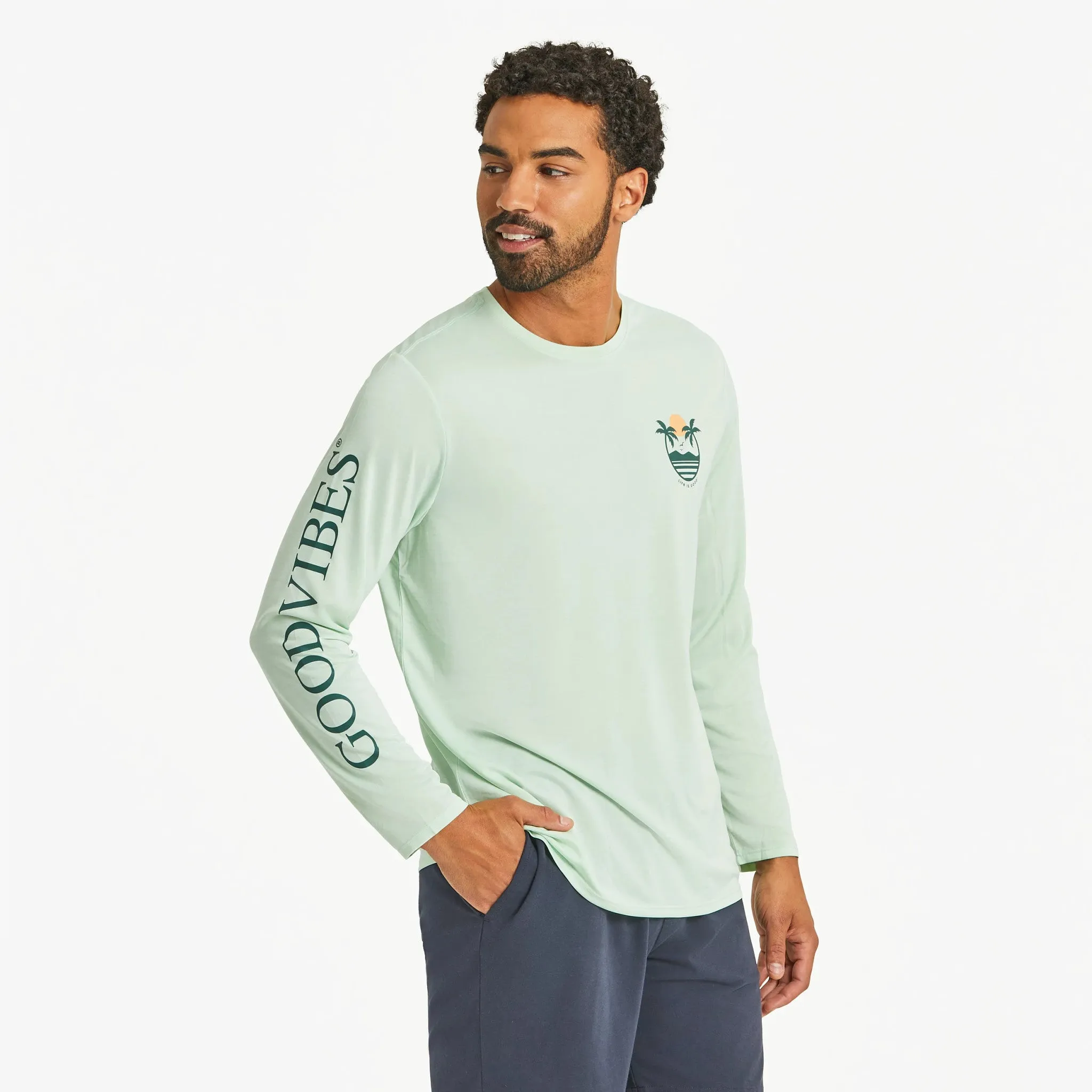 Men's Small Palms Long Sleeve Sun Crusher Tee Stretch Waist Stylish