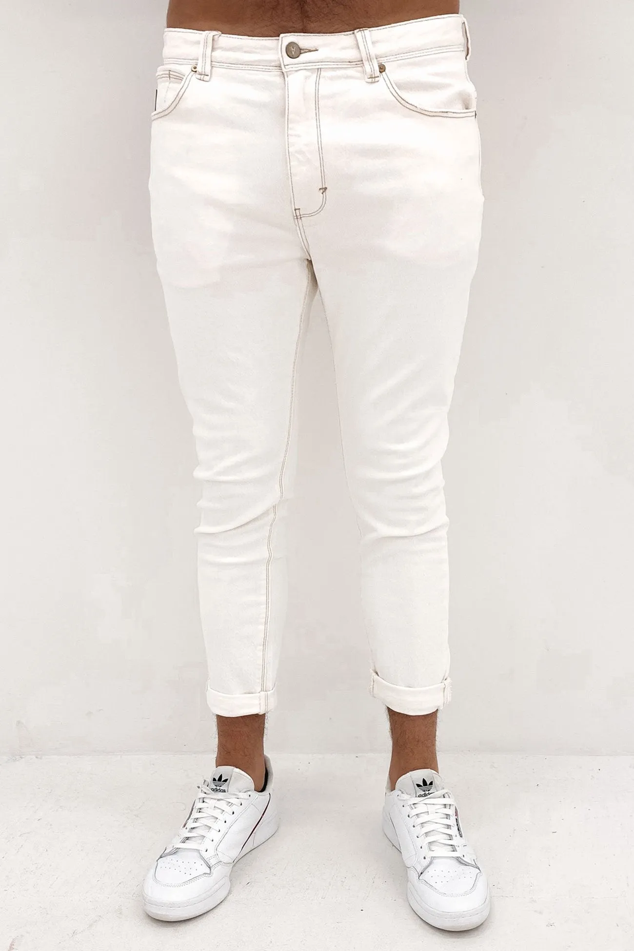 A Dropped Slim Jean Smokey White Quality Wear
