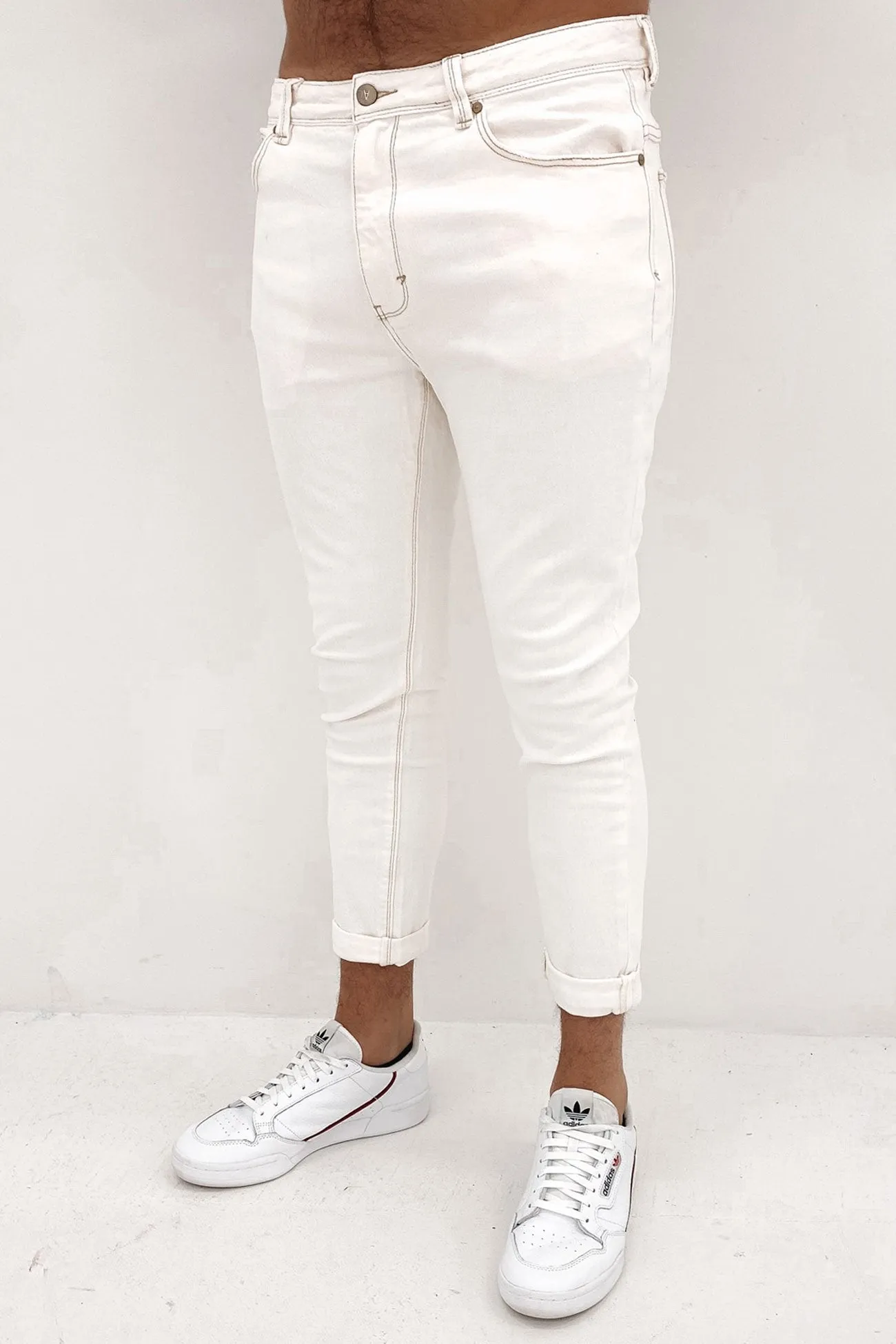 No Fuss Style A Dropped Slim Jean Smokey White