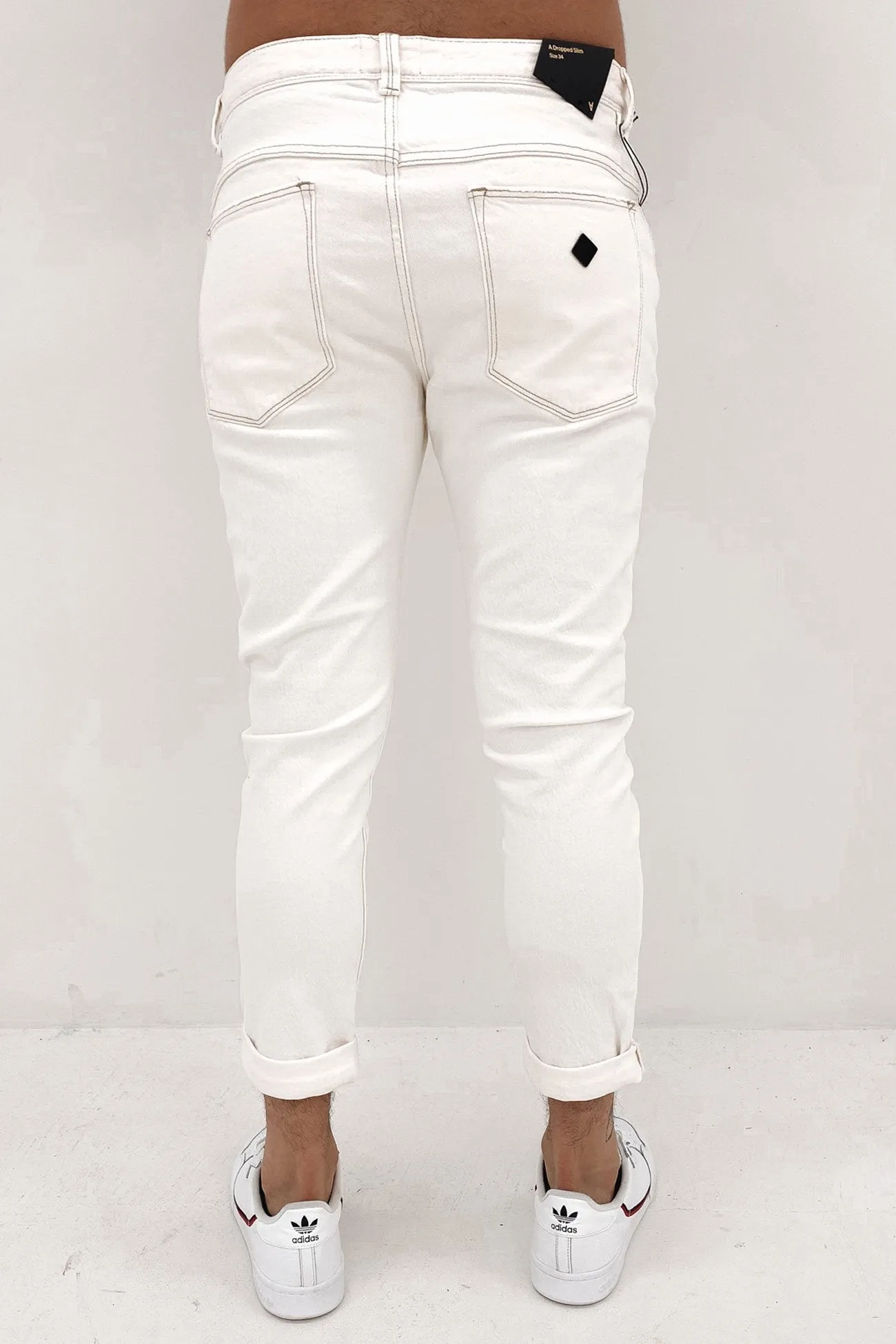 Daily Fashion A Dropped Slim Jean Smokey White