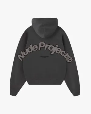 Beast Zip-Up Hoodie Ash Embroidered Detail