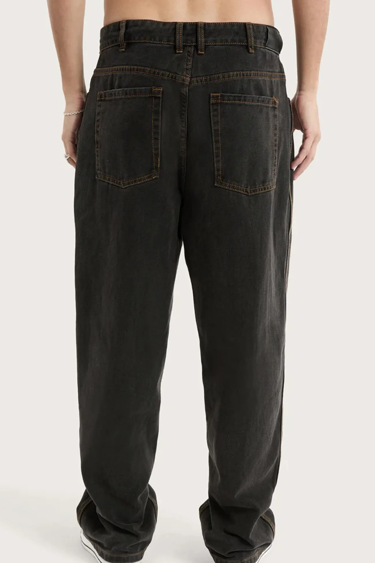 K6 Baggy Wide Leg Jean Black Durable Minimalist Style Party Look