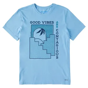 Men's Good Vibes Steps Short Sleeve Tee Layering Comfort Chic and Cozy Wear