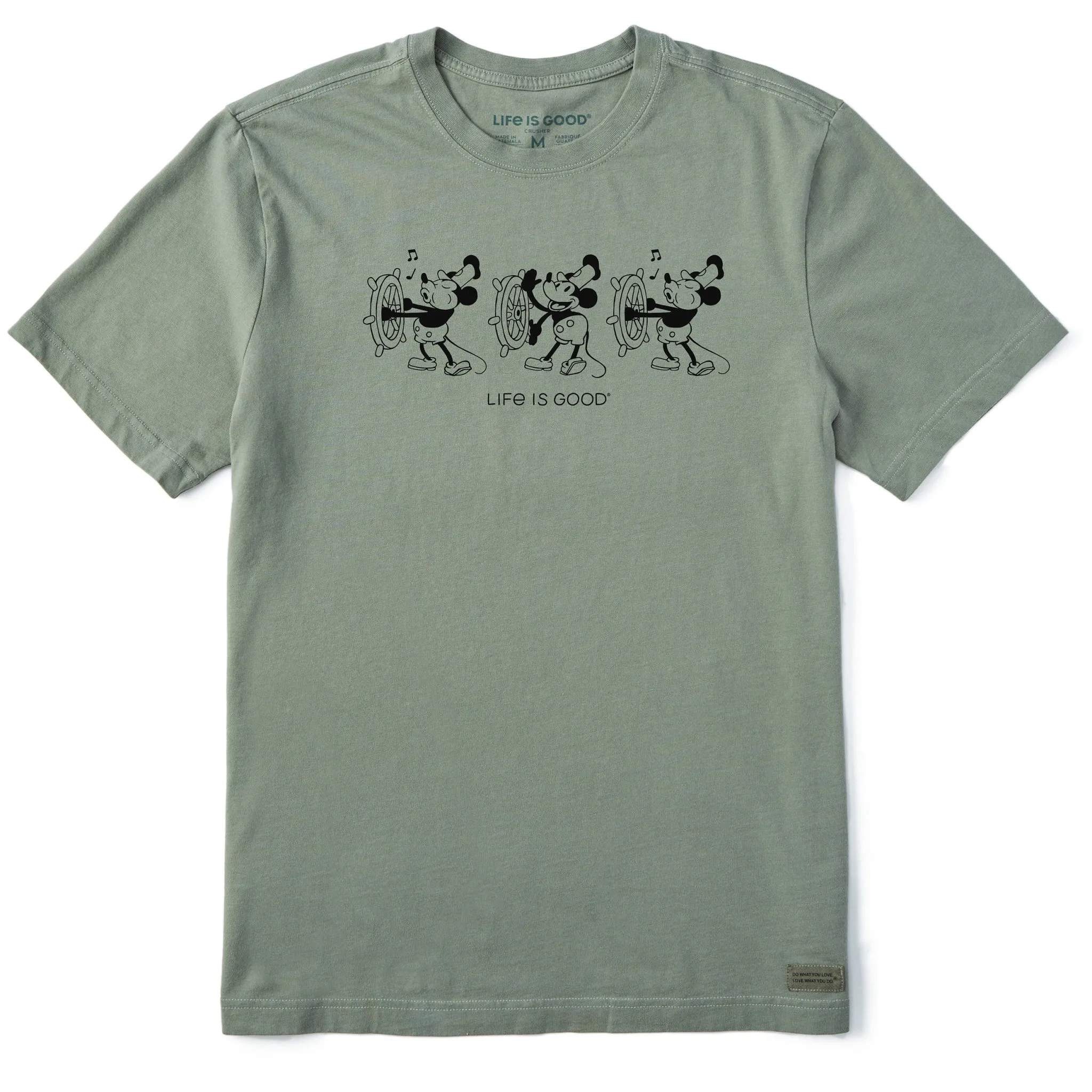 Comfy Movement Recycled Polyester Men's Steamboat Willie at the Helm Short Sleeve Crusher Tee
