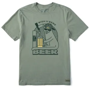 Men's Wish You Were Beer Cat Short Sleeve Tee Relaxed Everyday Wear