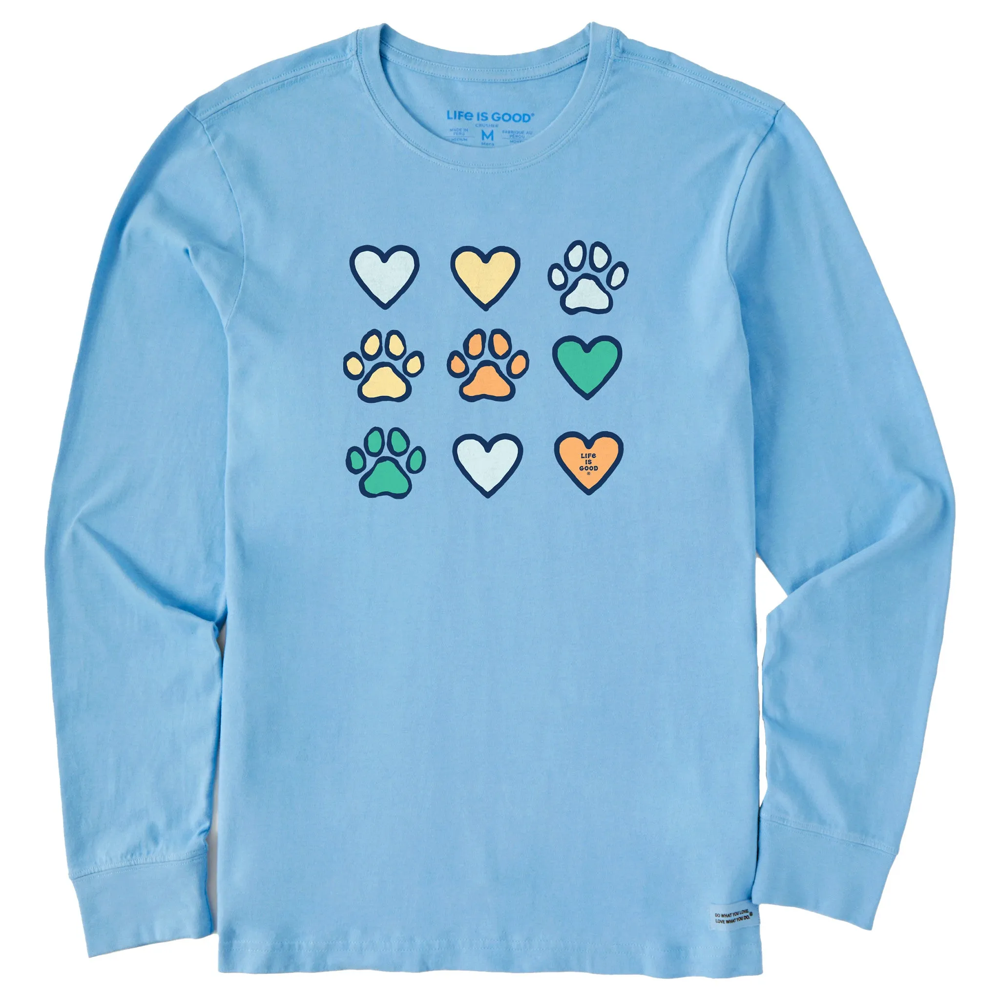 Men's Hearts & Paws Long Sleeve Crusher Tee simple design Outdoor Style Trend