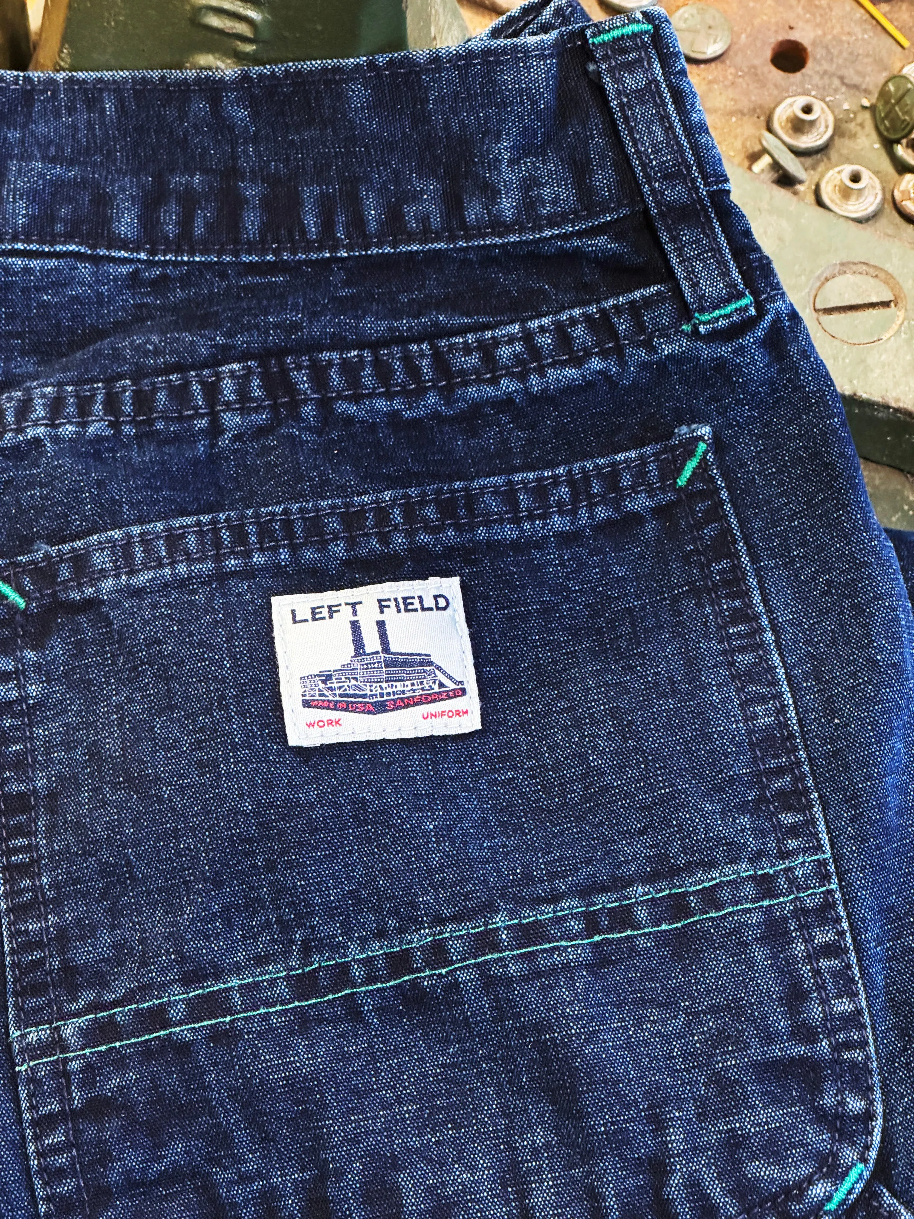 Japanese Indigo Selvedge Duck Double Knee Work Uniform jeans All Season Fit Cozy Stretch