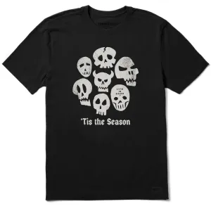 Men's Tis the Season Skulls Short Sleeve Crusher Tee Easy Layer Lightweight Comfort
