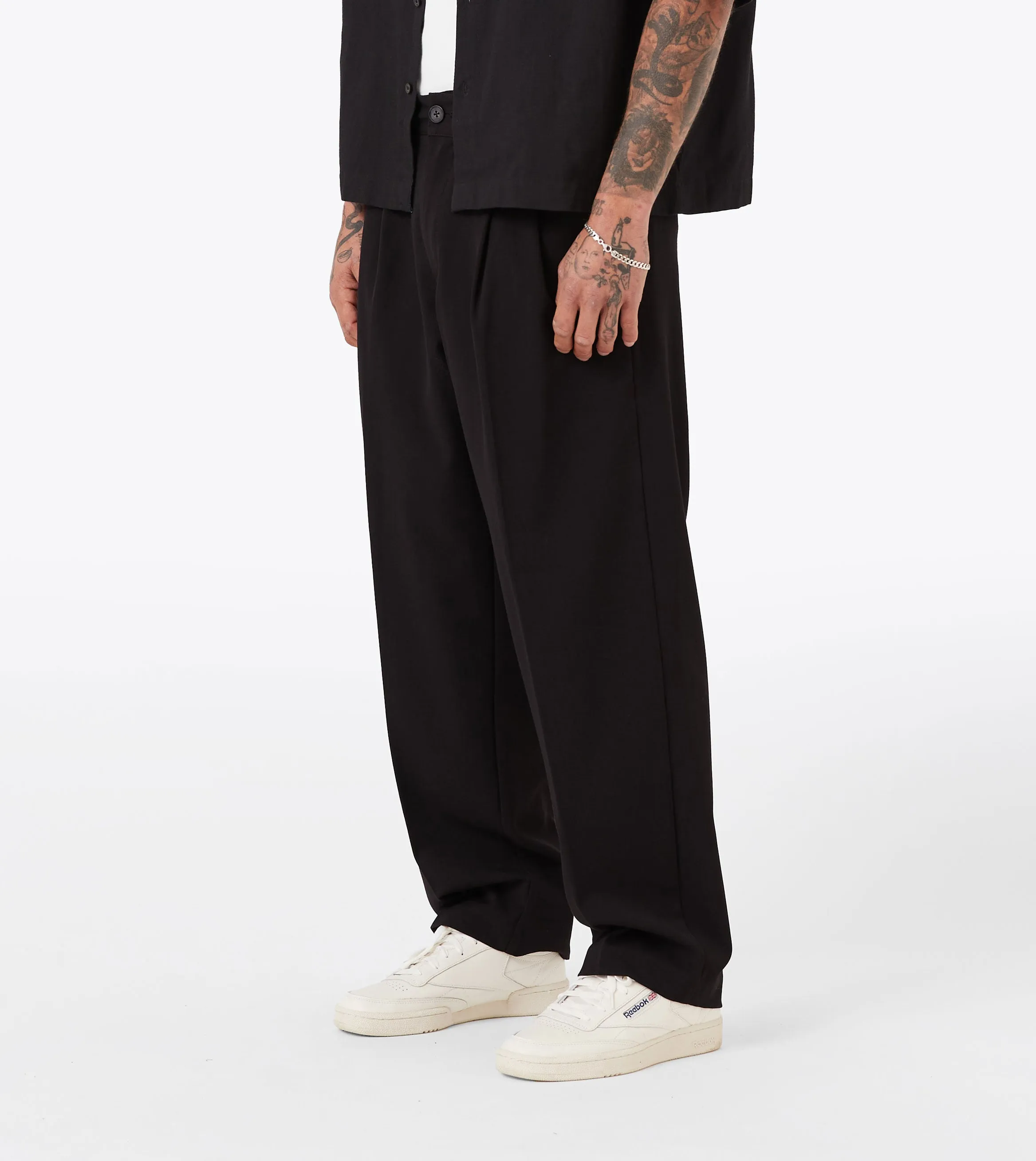 Herringbone Flow Pant Black Casual Layer Fit ExtendedSizeRange