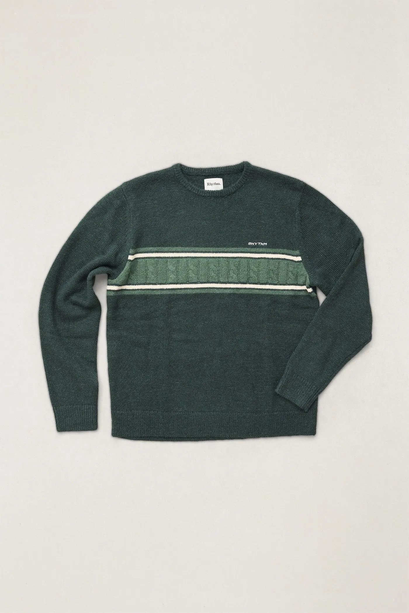 FrictionResistant Sleeves Mohair Stripe Knit Dark Green