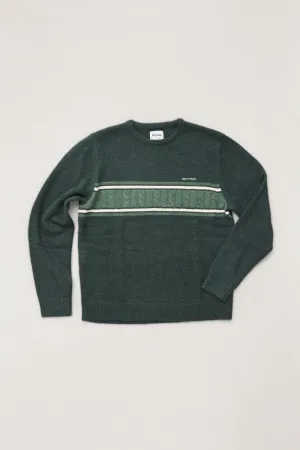 FrictionResistant Sleeves Mohair Stripe Knit Dark Green