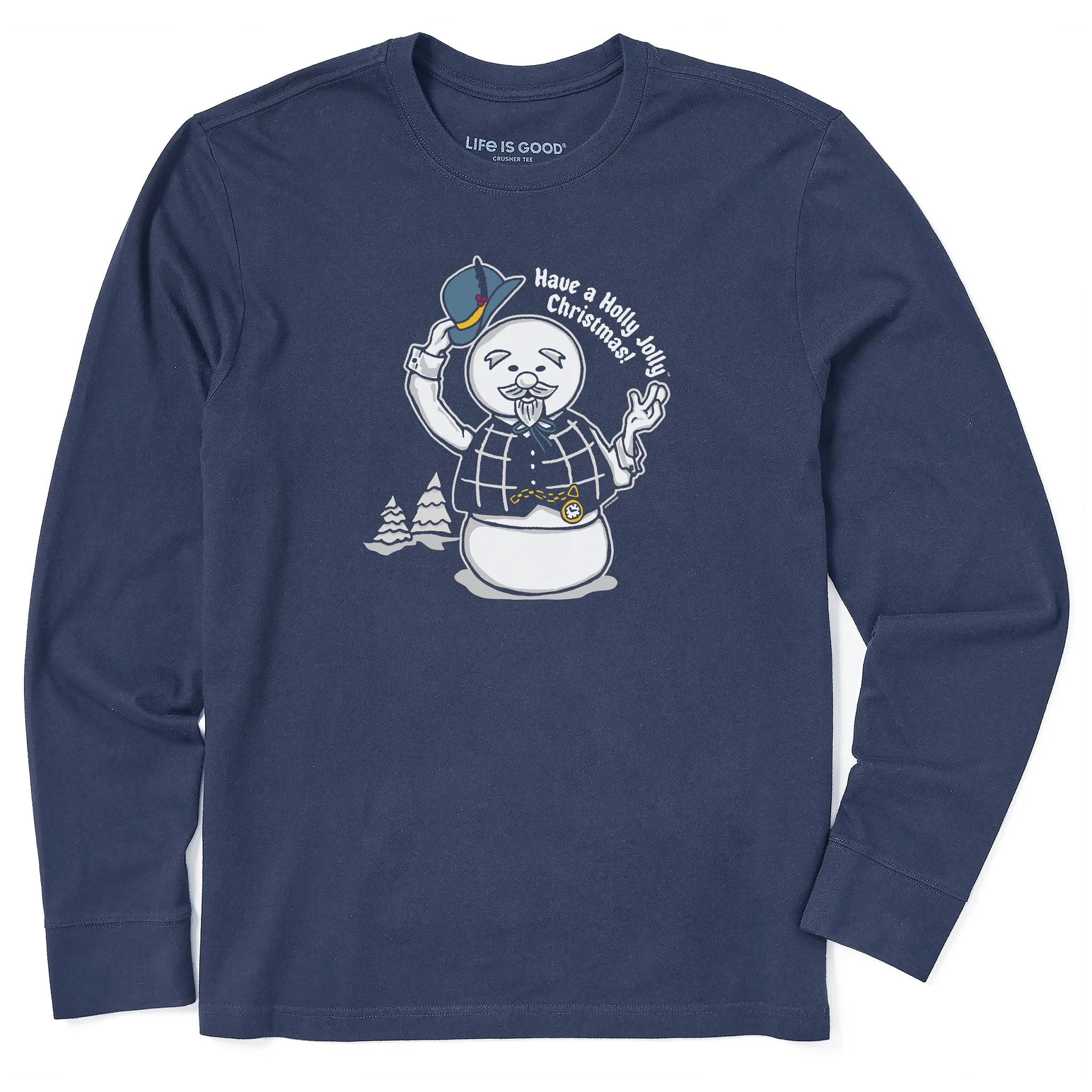 quick dry Active Comfort Wear Men's Sam Have a Holly Jolly Christmas Long Sleeve Crusher Tee