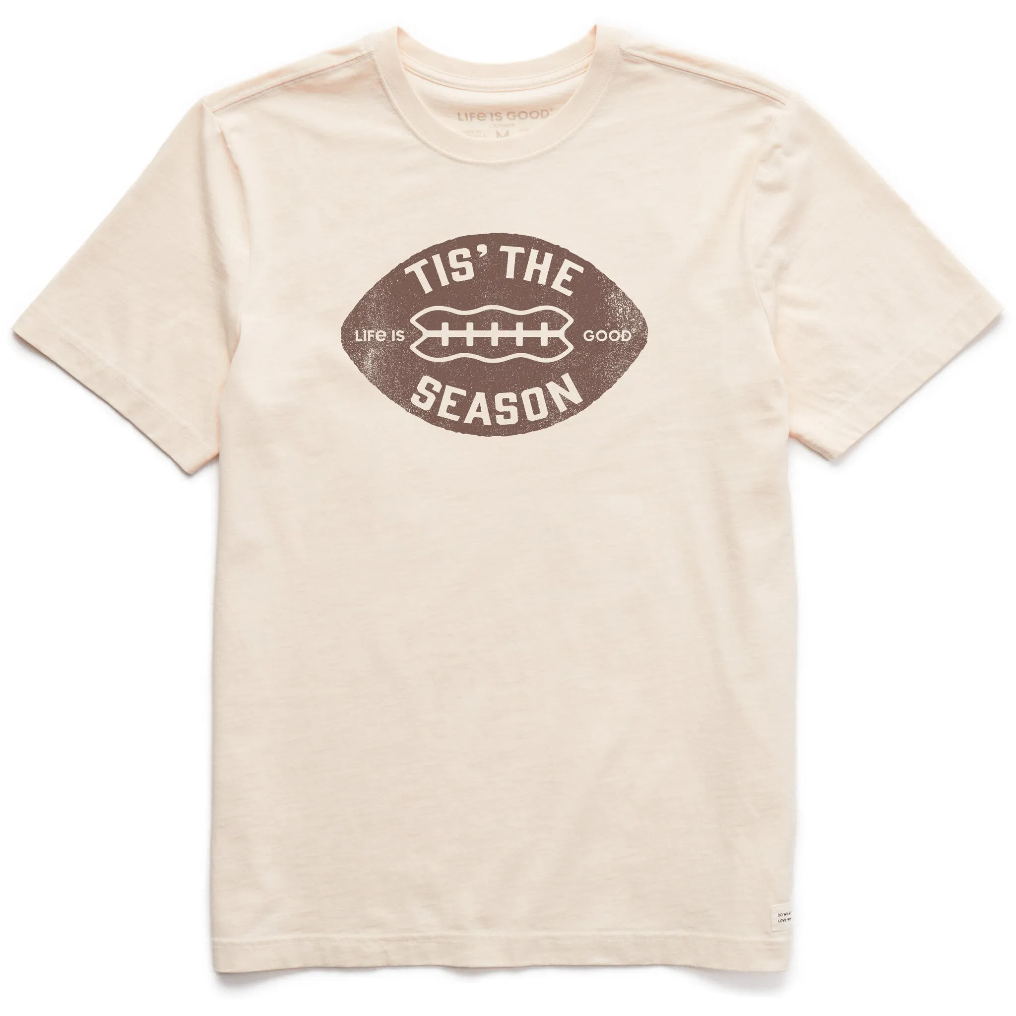 Men's Tis the Season Football Shape Short Sleeve Crusher Tee Trendy Layering