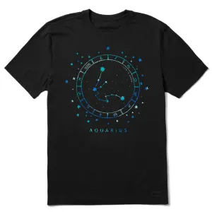Limited Edition V neck elegance Men's Zodiac Constellation Aquarius Short Sleeve Crusher Tee
