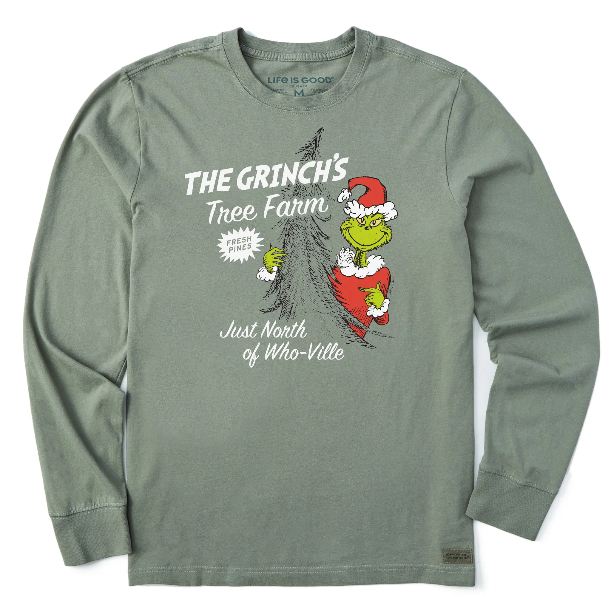 All Season Wear Timeless Fit Men's Grinch's Tree Farm Long Sleeve Crusher Tee