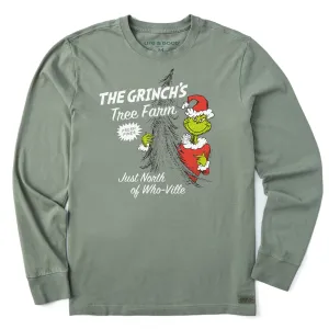 DropShoulderDesign Casual Chic Wear Men's Grinch's Tree Farm Long Sleeve Crusher Tee