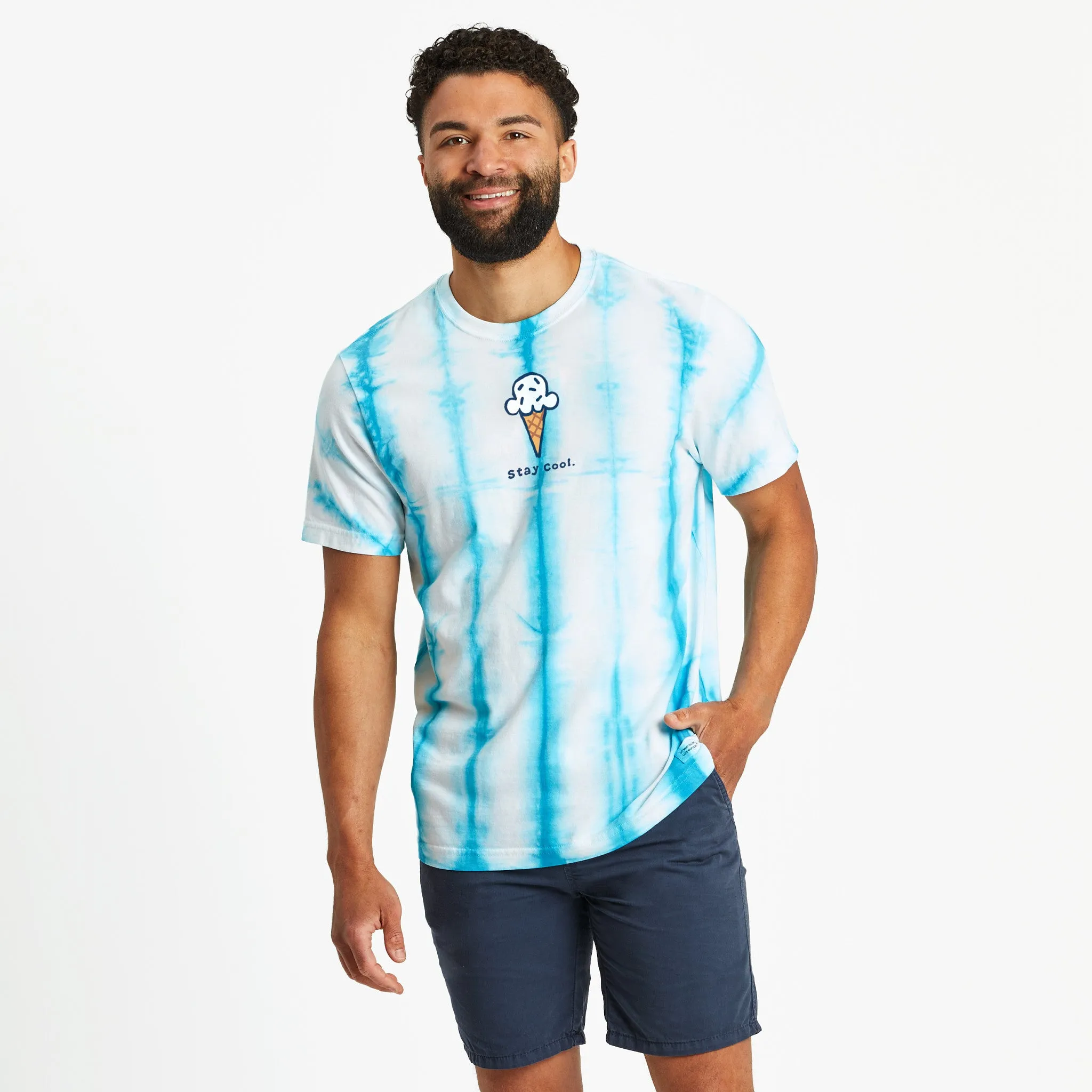Men's Tie Dye Stay Cool Cone Short Sleeve Crusher Tee Active Style Fun Prints